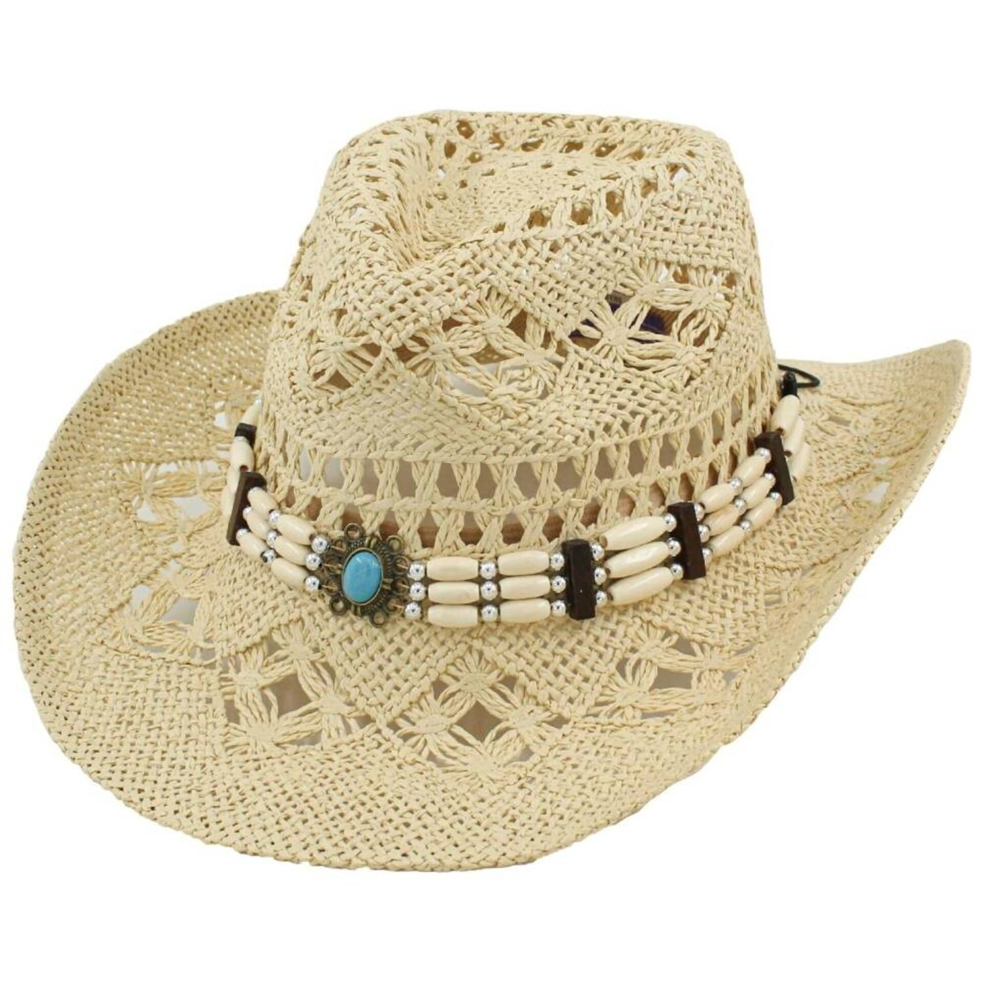 Sombrero Vaquero Paja Beige | Unisex Cowboy Western | Alas Anchas Talla Adulto - 1