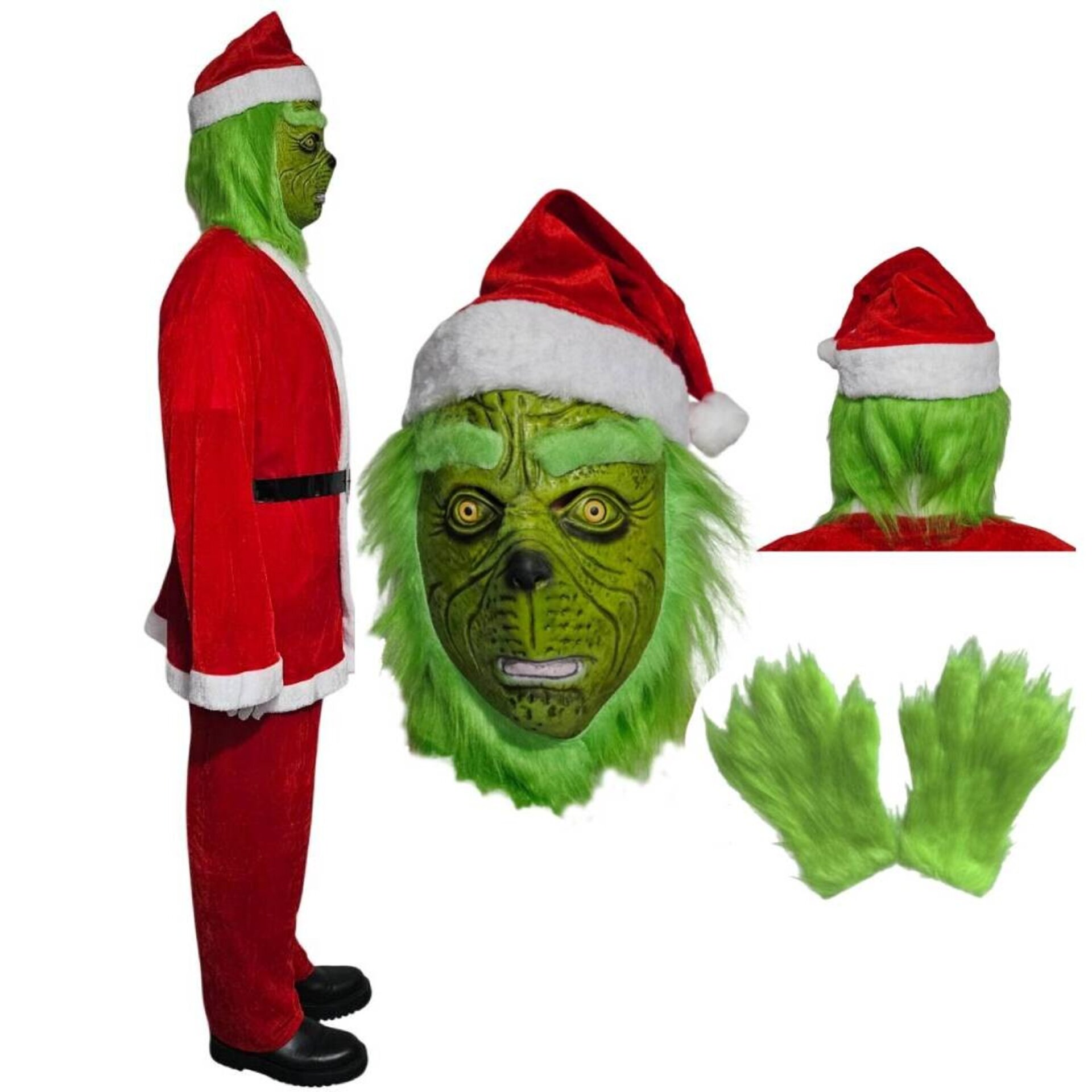 Disfraz El Grinch Monstruo Verde de Navidad Traje Papa Noel Hombre Adulto - 2