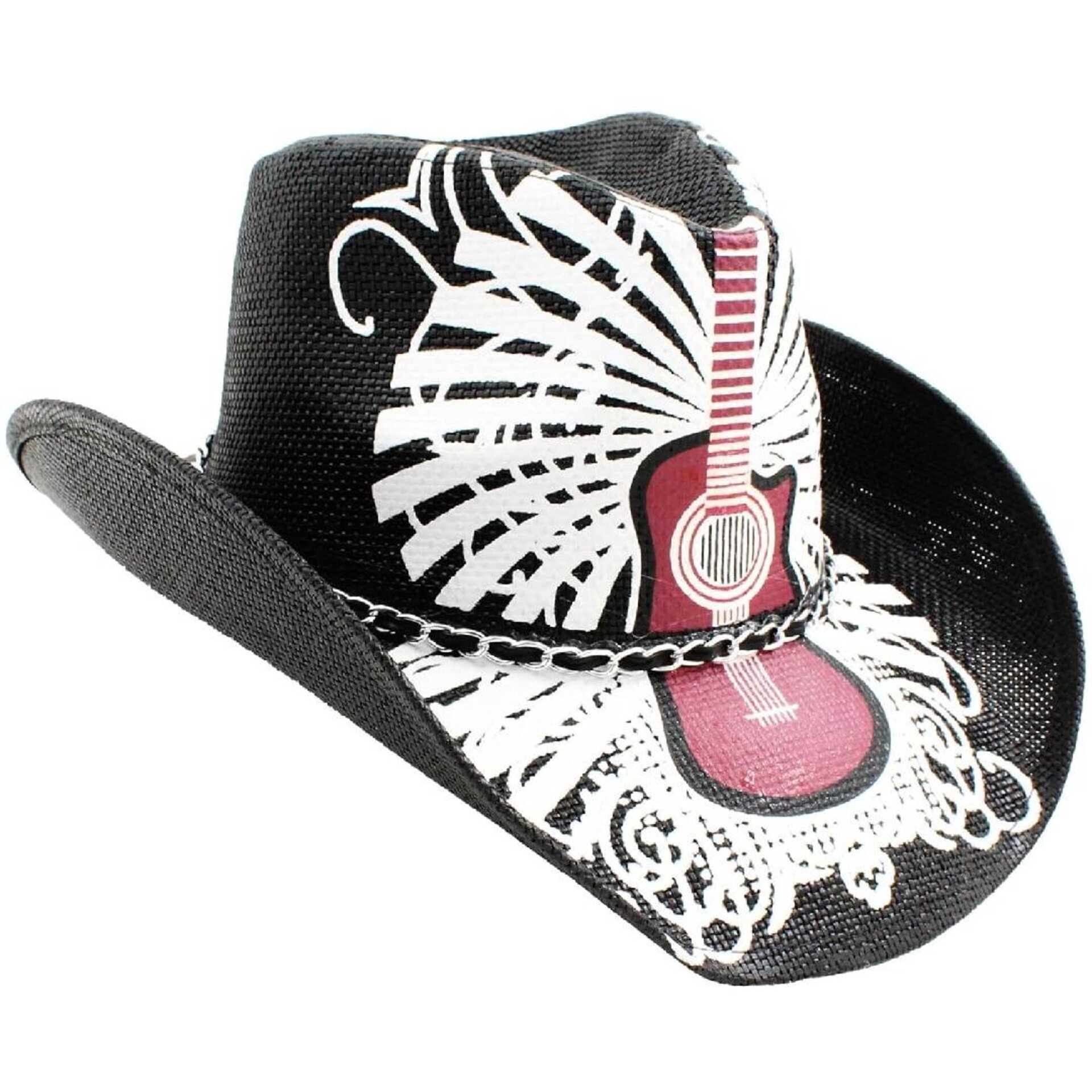 Sombrero Vaquero de Paja Estampado Unisex - Estilo Western Cowboy - Ala Ancha - 2