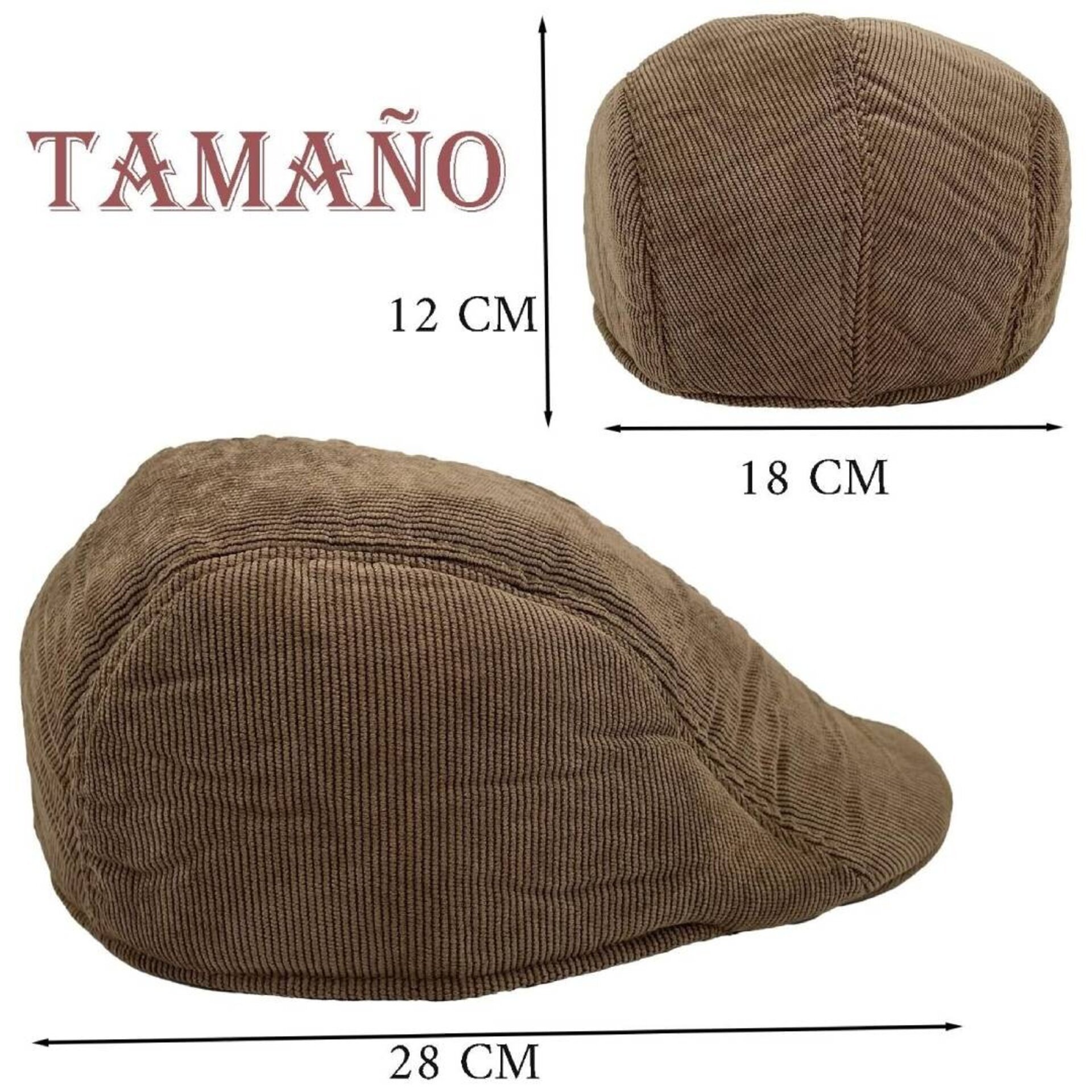Boina De Hombre | Gorra pana Beige | Estilo Británico | Adulo Talla 58-59CM - 4