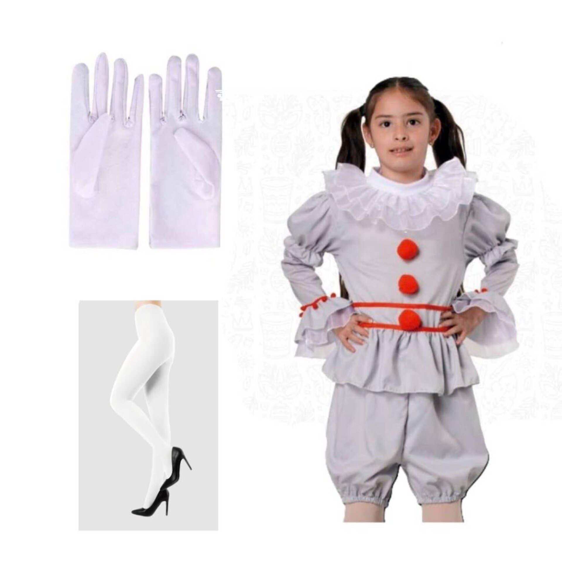 Disfraz de Payasa Terrorífica para Niñas Pennywise Payaso IT Halloween Carnaval - 1