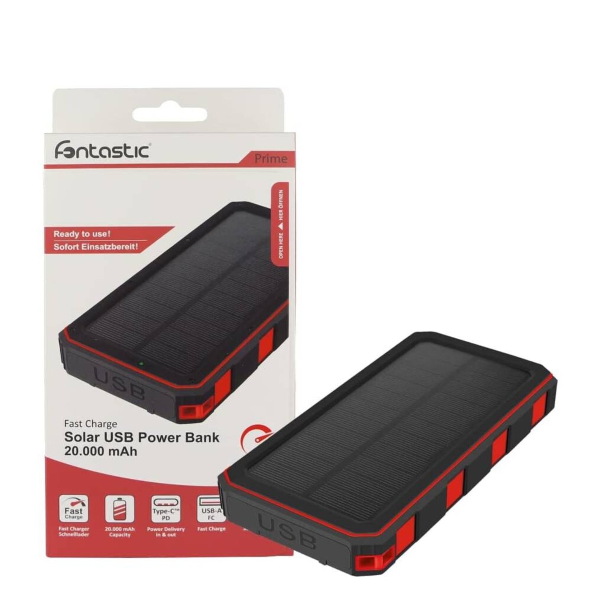 Cargador de Emergencia Solar Portátil USB PowerBank 20.000 mAh XORA - 2