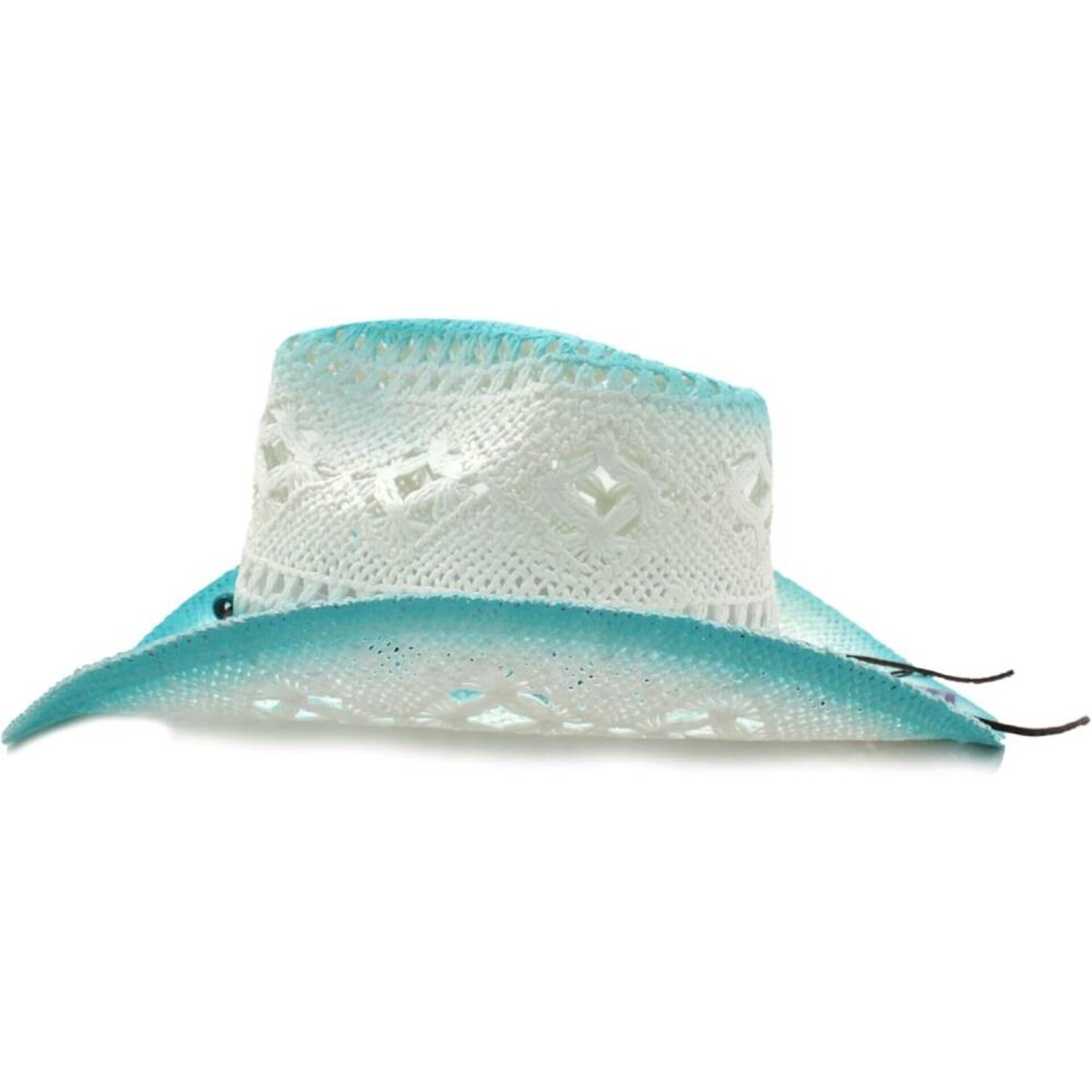 Sombrero Vaquero Paja Blanco Azul | Unisex Estilo Western | Cowboy Ajustable - 5