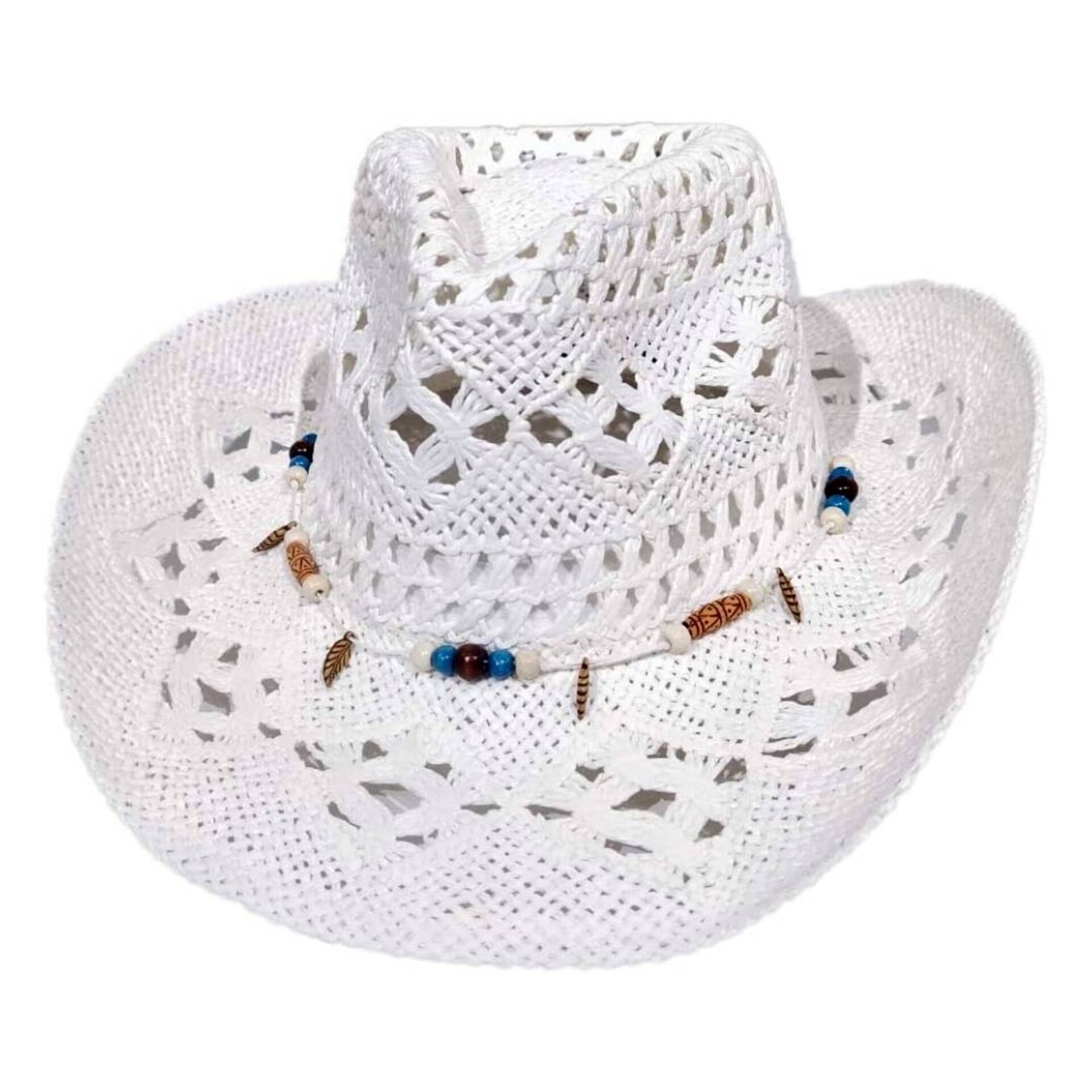 Sombrero Paja Blanco Mujer | Vaquero Estilo Western Country | Ajustable Cowboy - 1