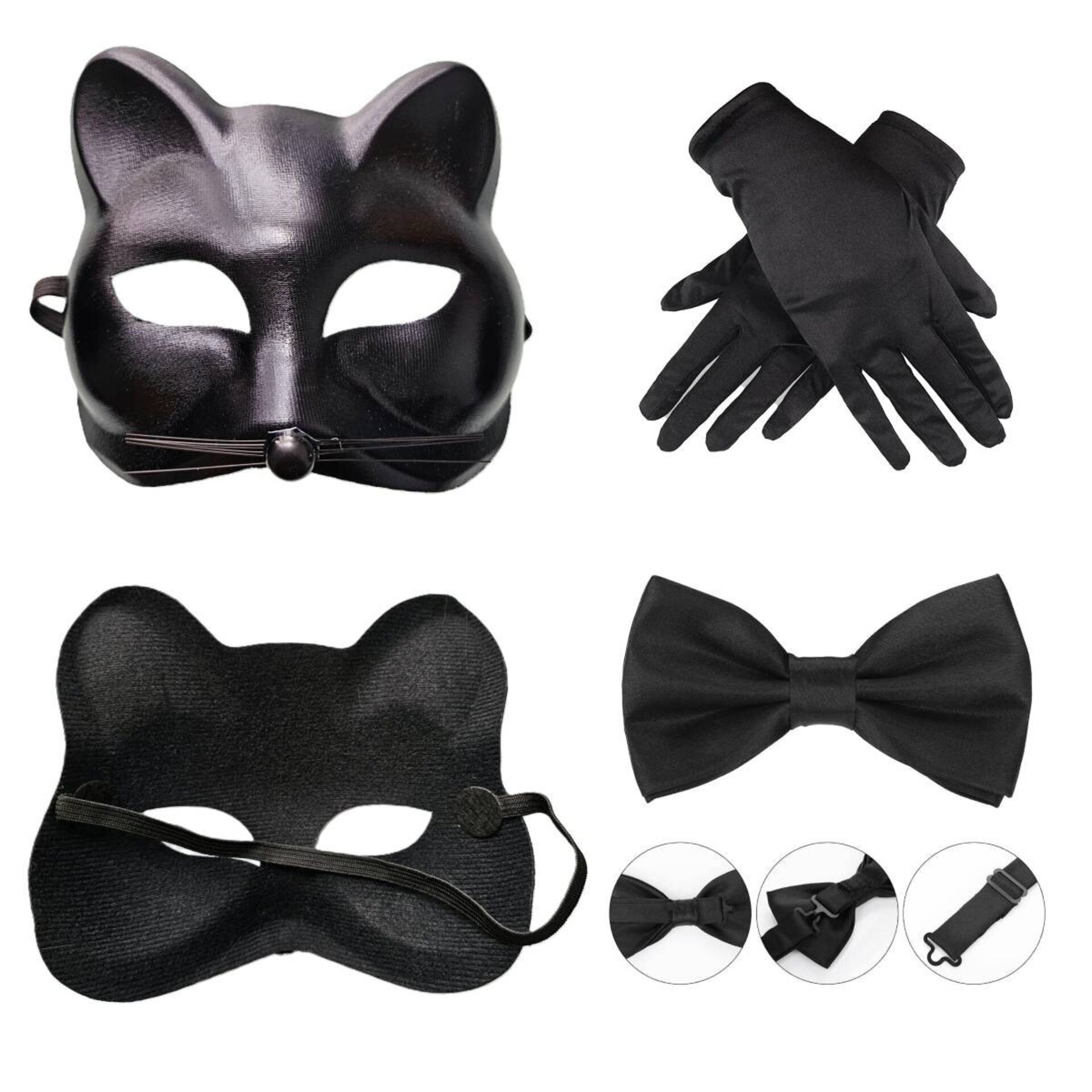 Disfraz Gato Negro Gatita Sexy Máscara Guantes y Pajarita para Mujer - 1