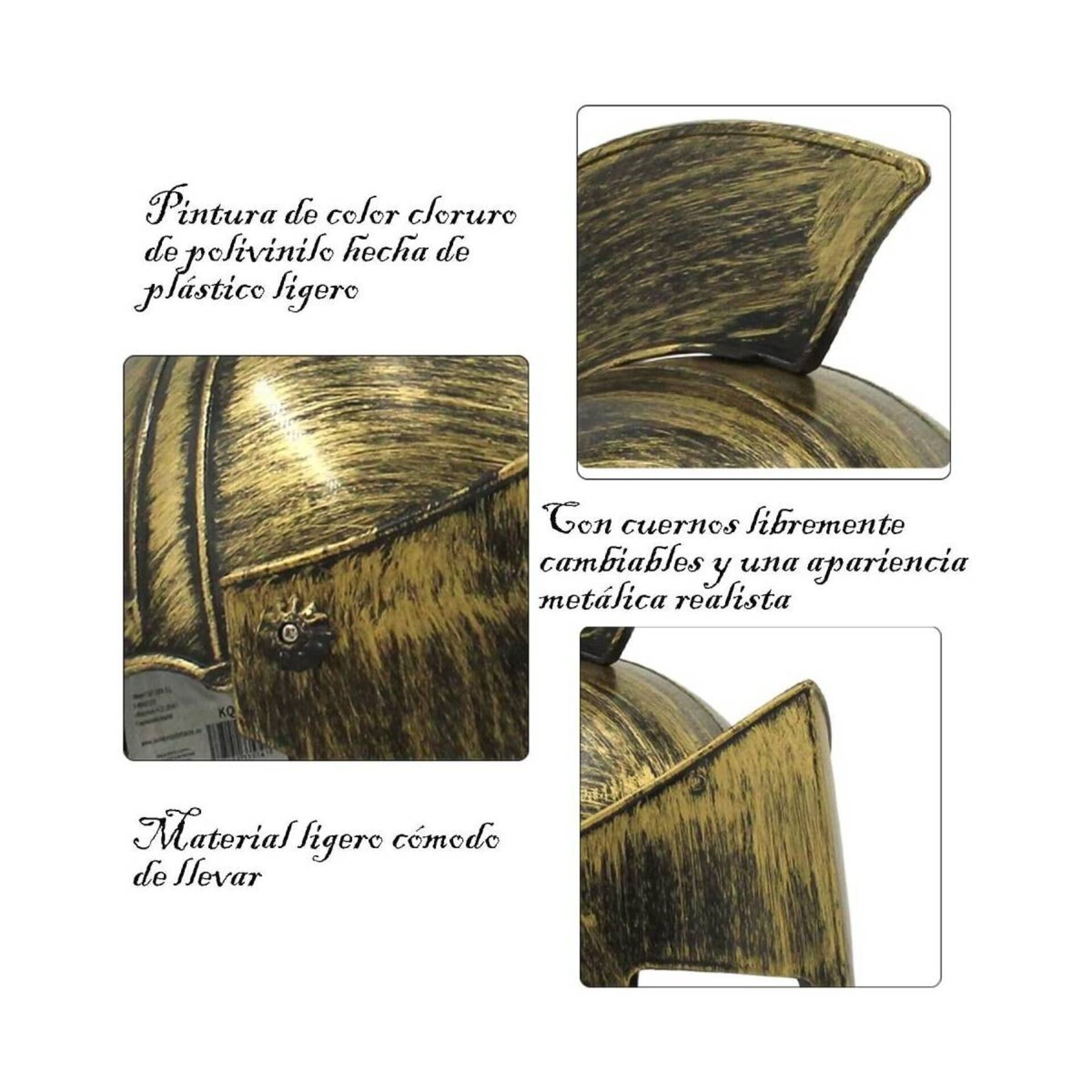 Casco Medieval Espartano Disfraz Romano de Gladiador Guerrero Adulto Talla Única - 8