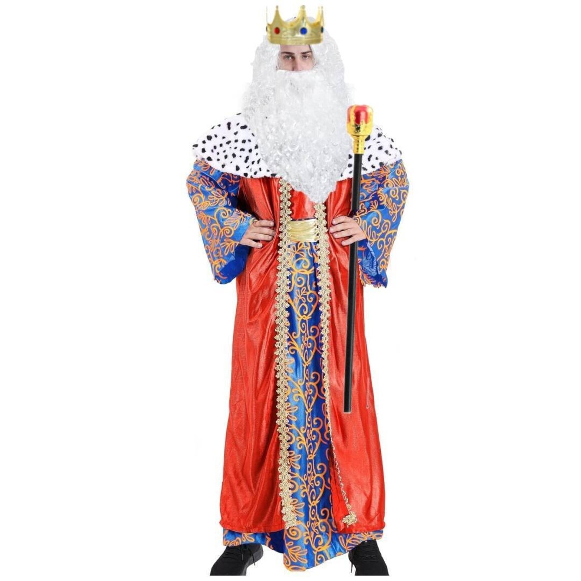 Disfraz Rey Mago Melchor Completo para Adulto - Traje de Lujo con Túnica Roja - 6