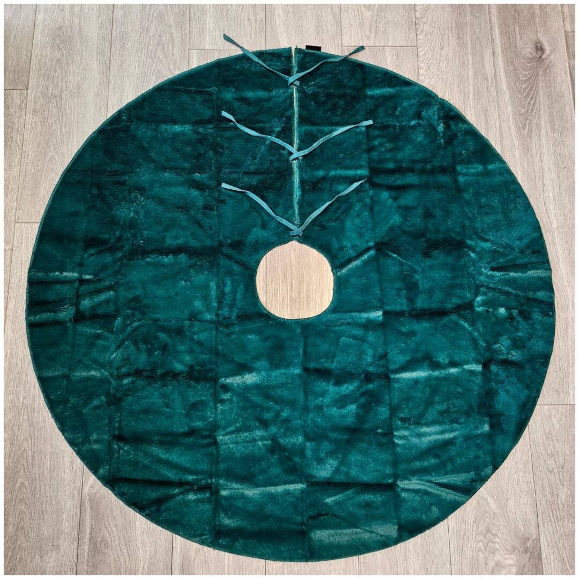 Pie de Árbol Navidad Lujo Terciopelo Verde 120cm - Alfombra Decoración Regalos - 3