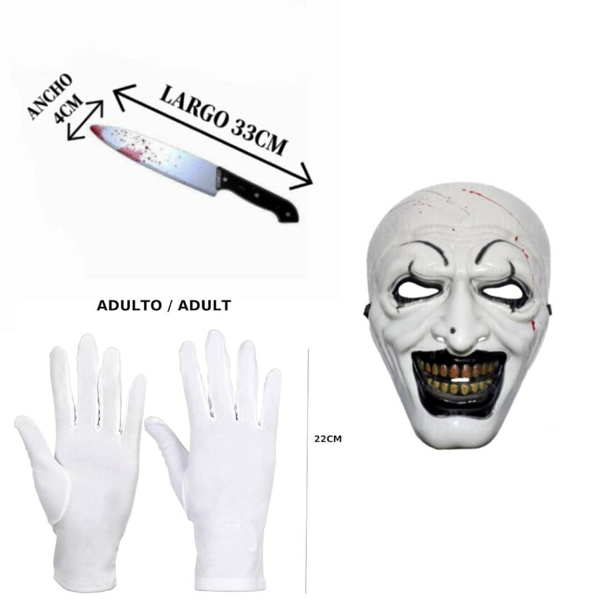Disfraz Terrifier payaso Asesino Traje Terror Adulto Fiesta Halloween Carnaval - 2