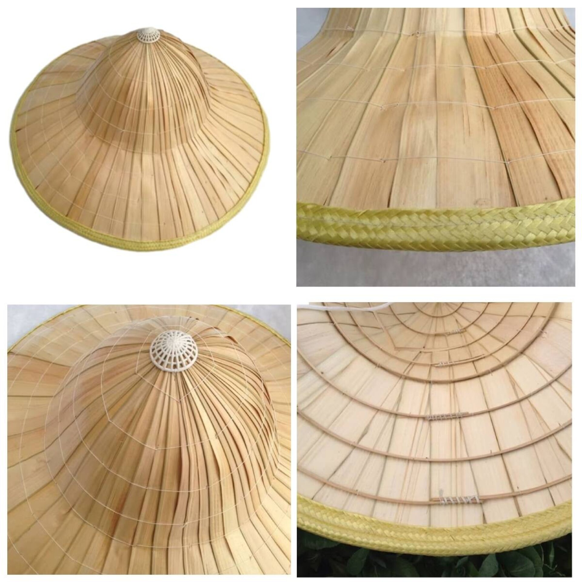 Sombrero de paja natural Chino hecho a mano Bambú Protección Solar Adulto - 8