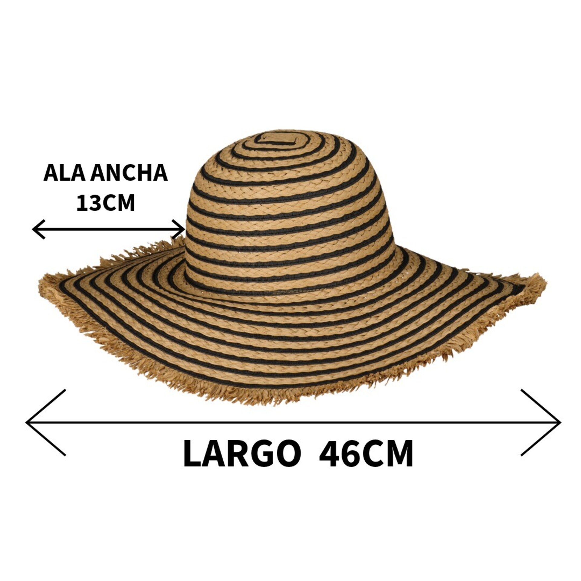 Pamela de Paja Ala Ancha 13cm para Mujer, Sombrero Sol Playa, Talla Única Mujer - 3