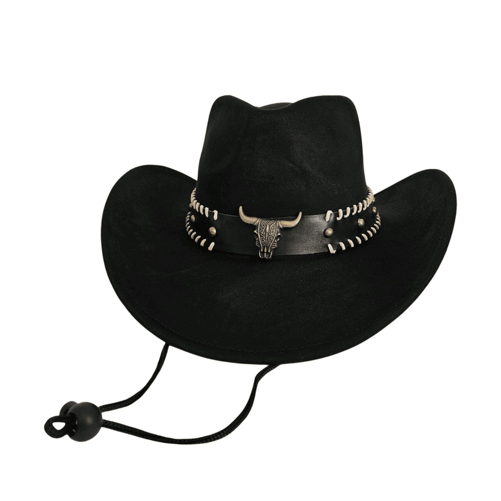 Sombrero Vaquero Estilo Western de Ala Ancha - Cowboy Negro Gamuza Sintetica - 1