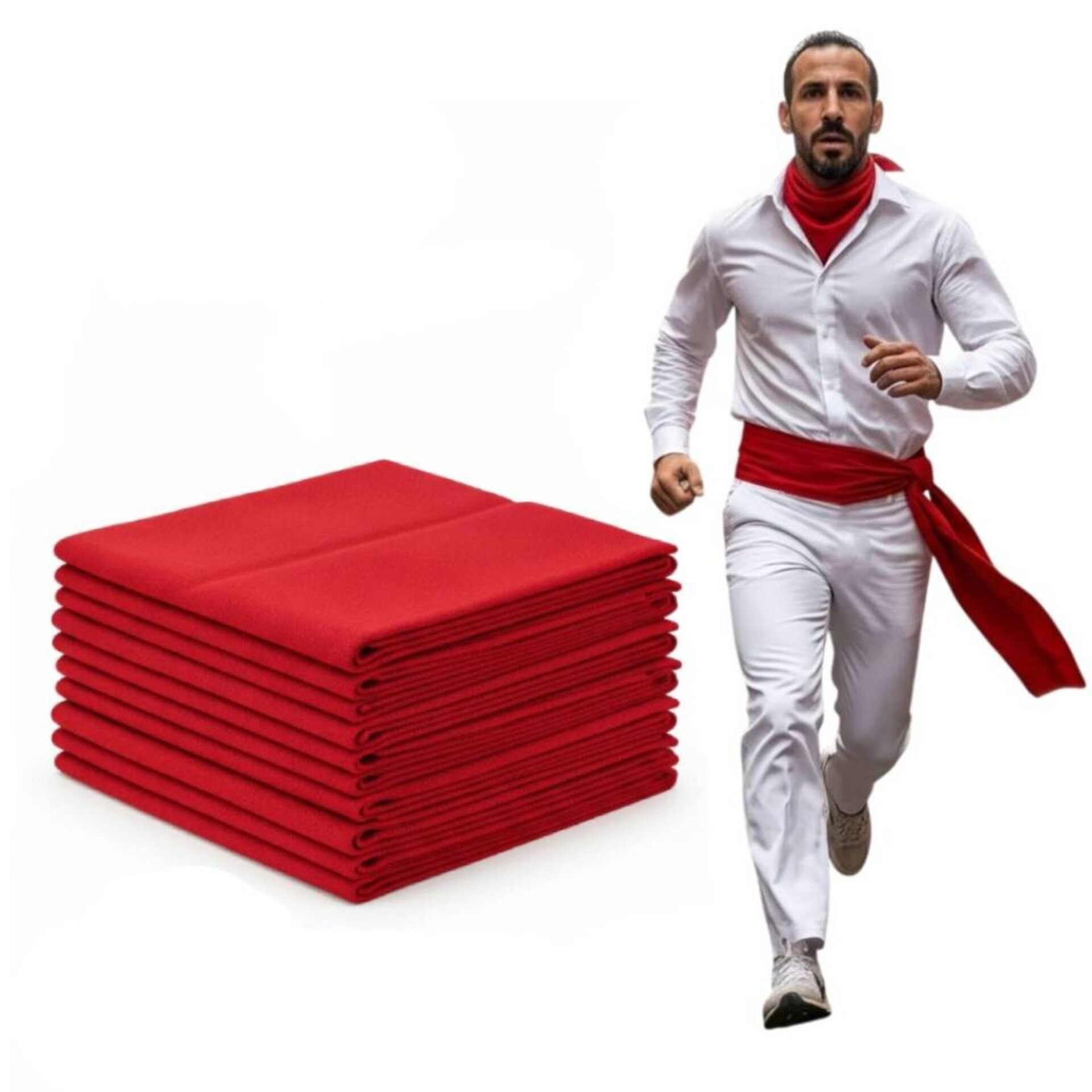 Pack 12 Fajas Rojas San Fermín (200x15cm) | Fajín Tradicional Español Peñas - 6