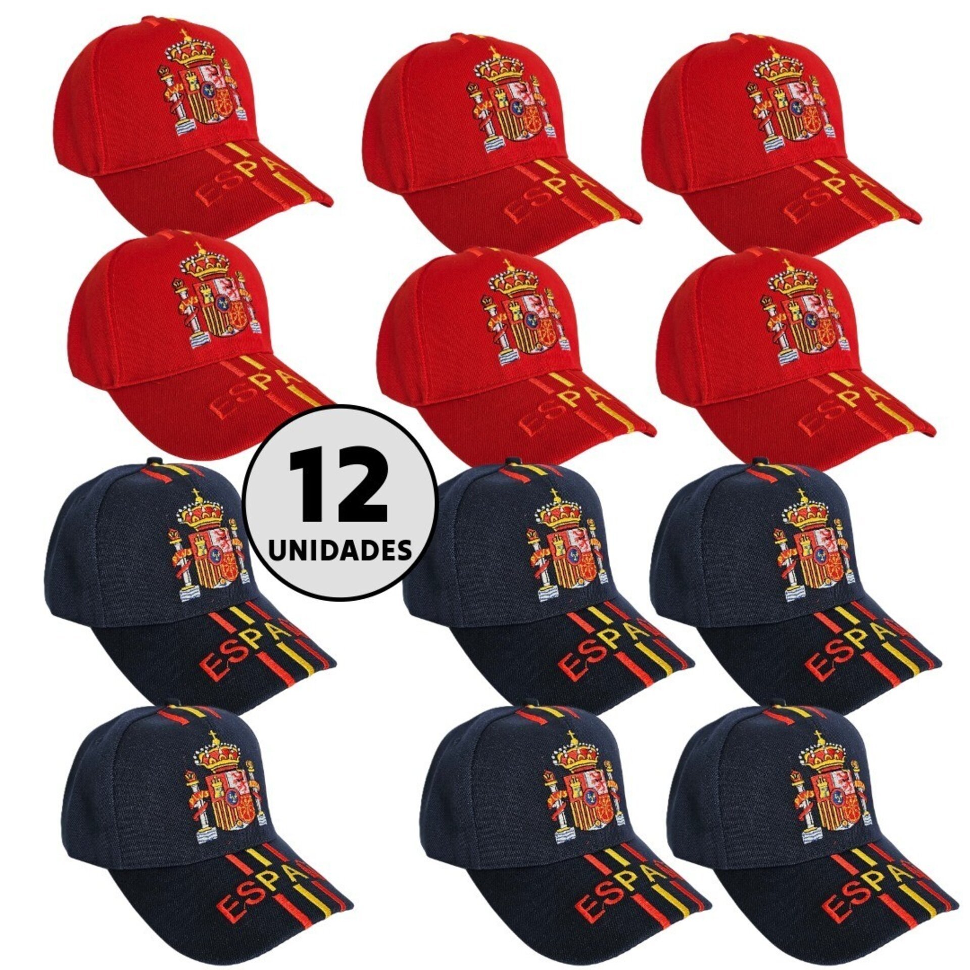 Gorras de España Azul y Roja | Gorra Bordada Bandera España Escudo Real - 4