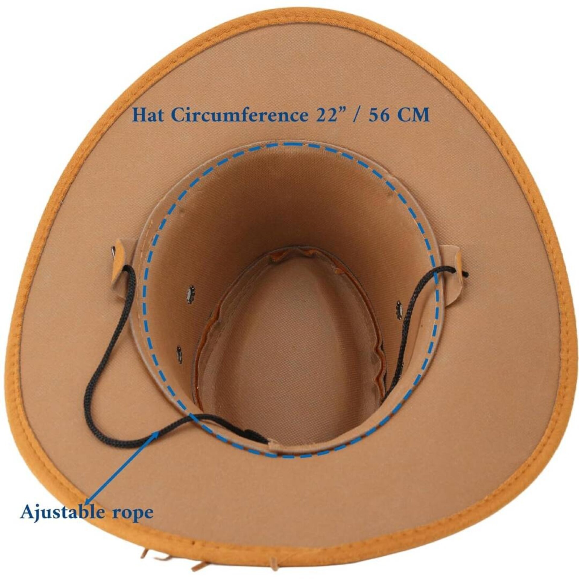 Sombrero Vaquero Cowboy Western Talla Ajustable S/M para Hombre Mujer Beige - 3