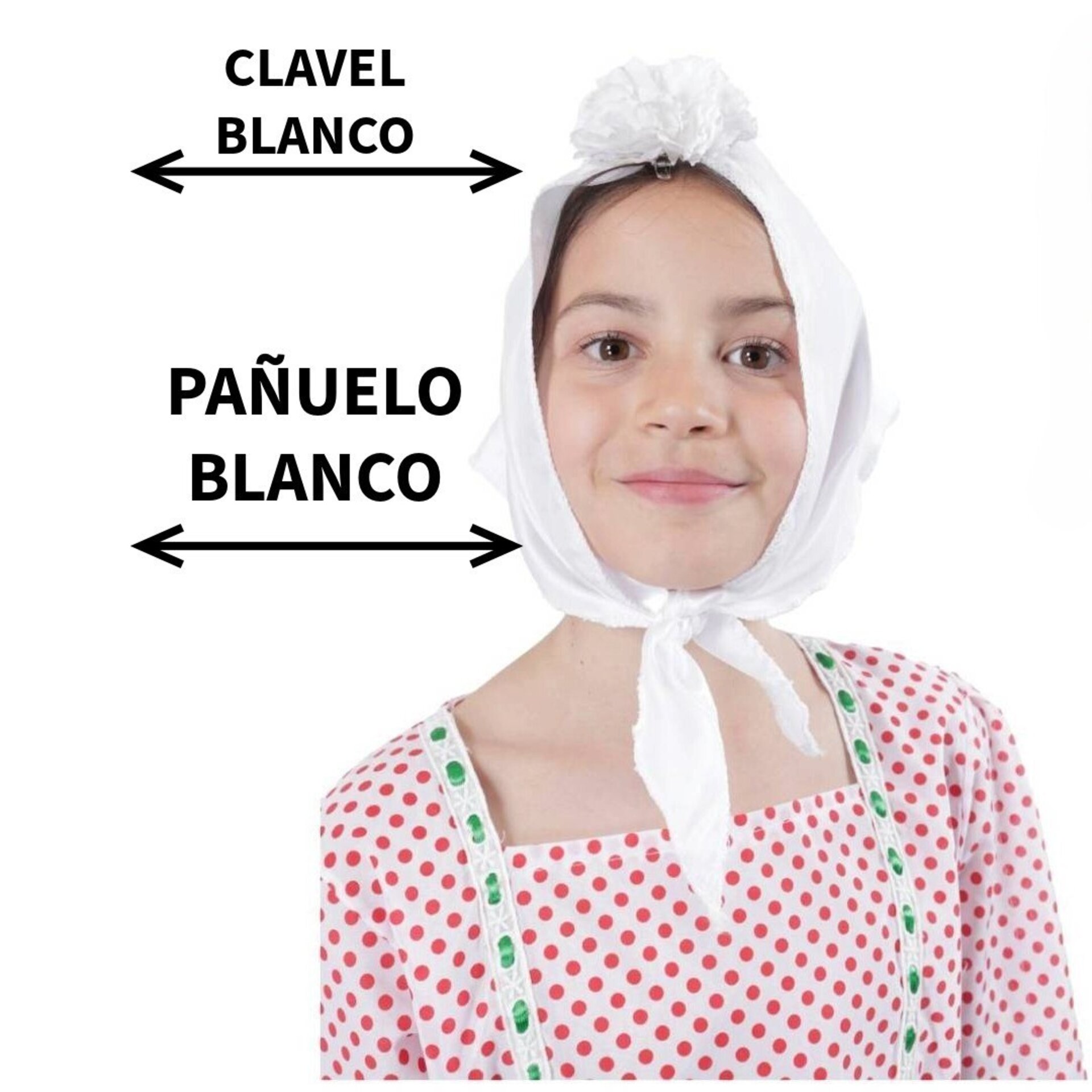 Lote 24 Accesorios Disfraz Chulapa: 12 Pañuelos Blancos + 12 Claveles para Niñas - 9