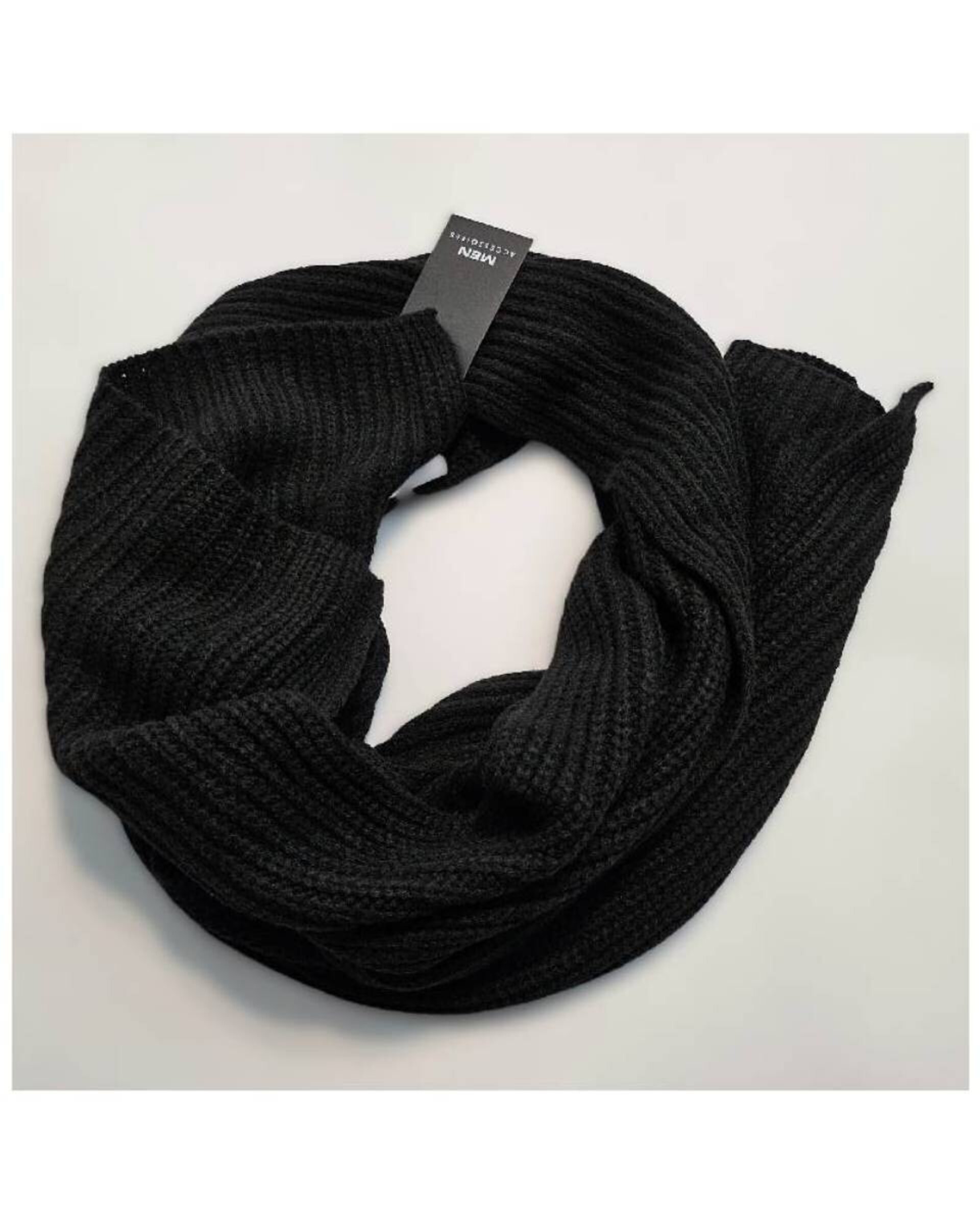 Bufanda Grande Larga de punto Negro para el cuello Mujer Hombre - 2