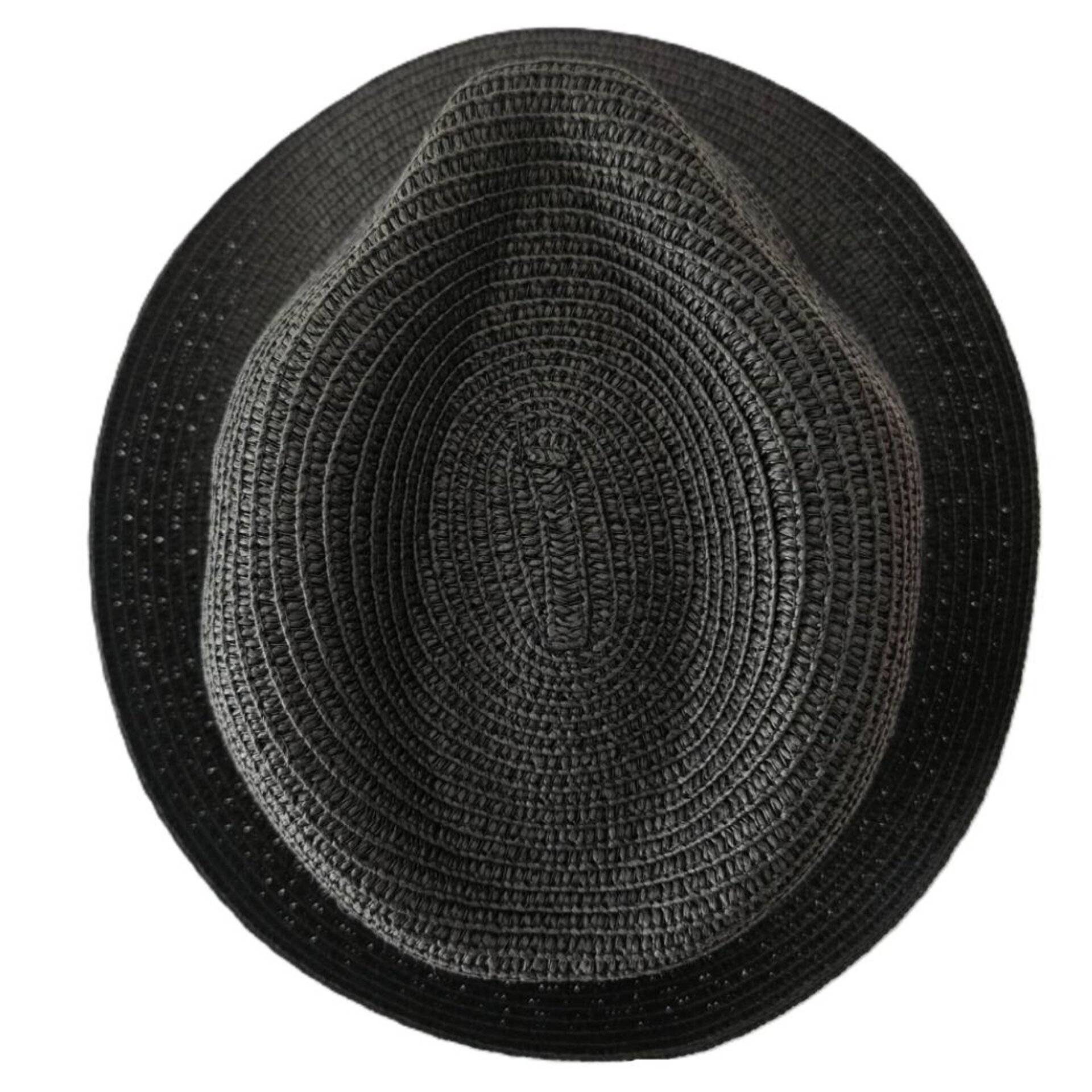 Sombrero Paja Negro Casual - Elegante, Transpirable y Ajustable | Trilby Adulto - 4
