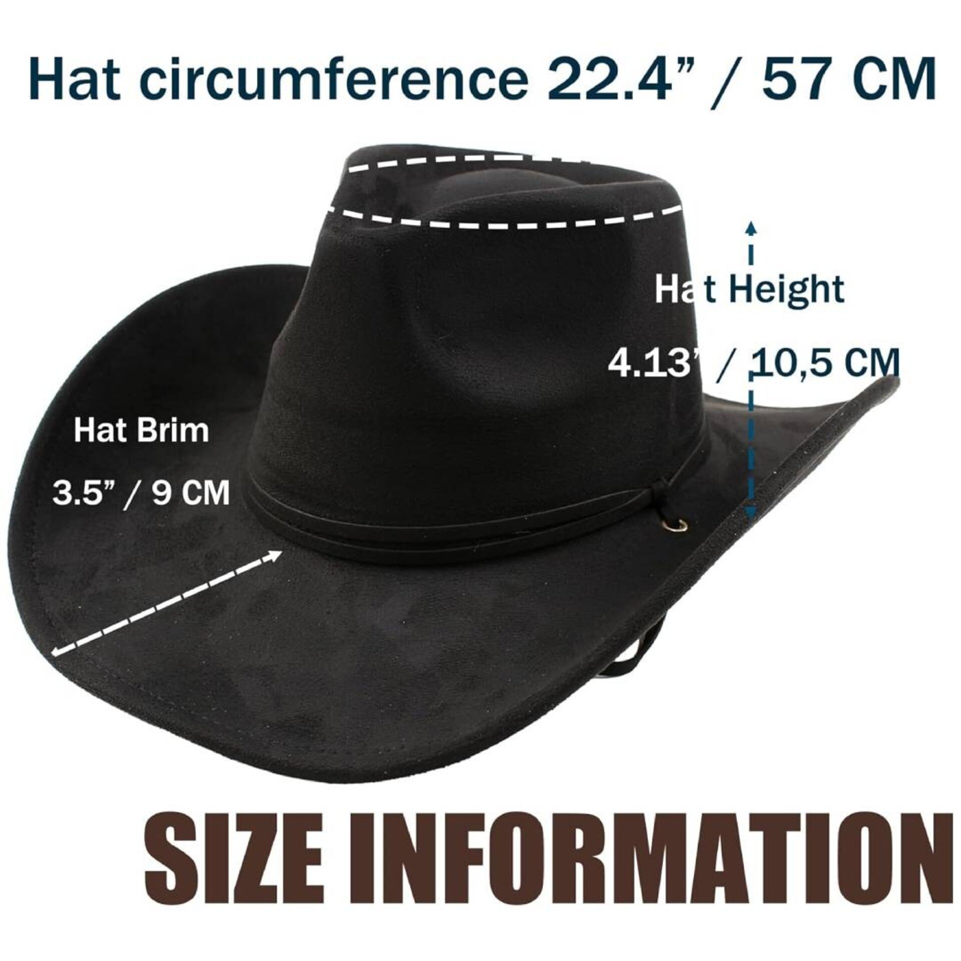 Sombrero Cowboy Western Original Rodeo Baile Vaquero Country Negro Liso - 5