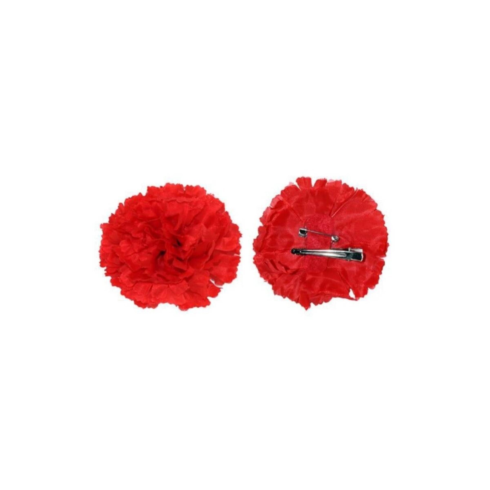 Flor Flamenca Clavel Rojo Blanco Accesorio para el pelo chulapa Chulapo y Bodas - 3