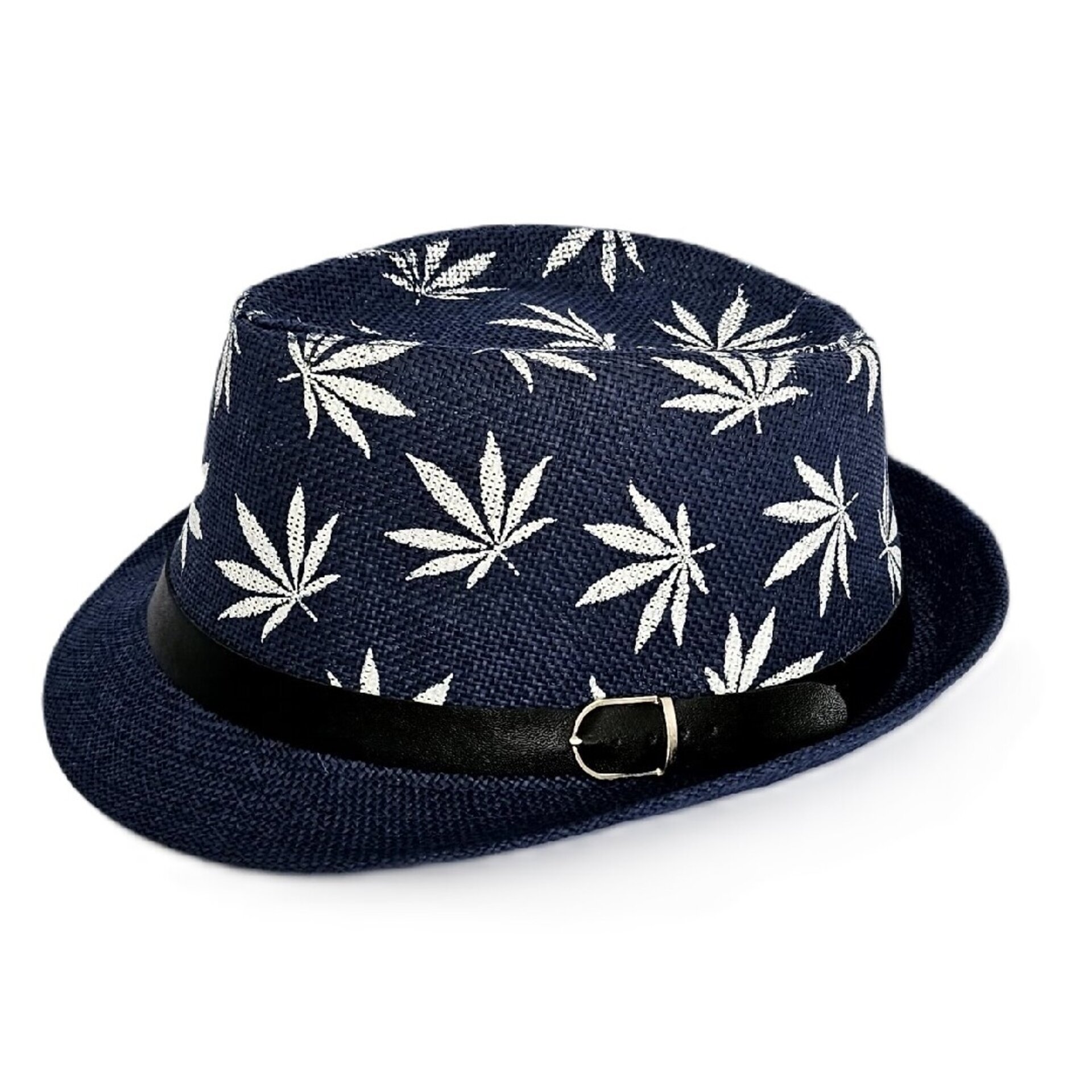 Sombrero Trilby Fedora Clásico Gorro Azul Estampado Paja de Papel Adulto M/L - 1
