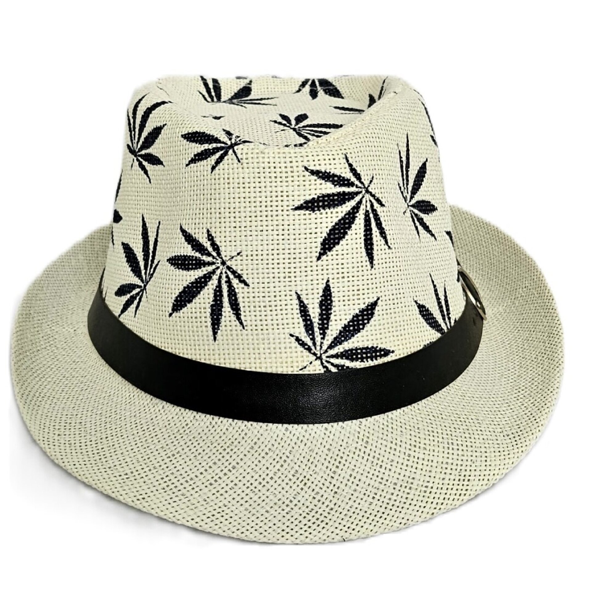 Sombrero Trilby Fedora Clásico Gorro Blanco Estampado Paja de Papel Adulto M/L - 4