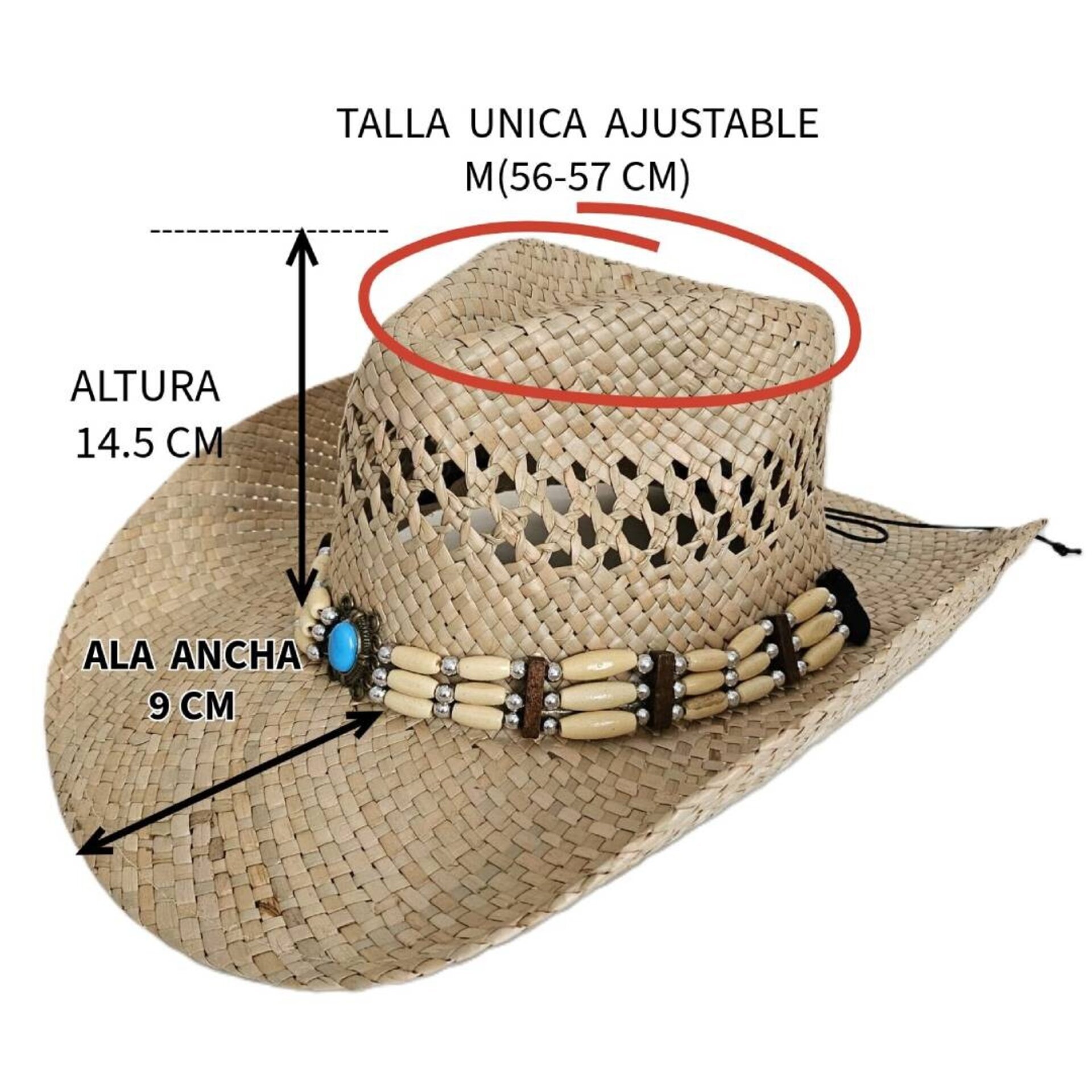 Sombrero Vaquero de Paja Artesanal Unisex | Estilo Western Bohemio Beige - 9