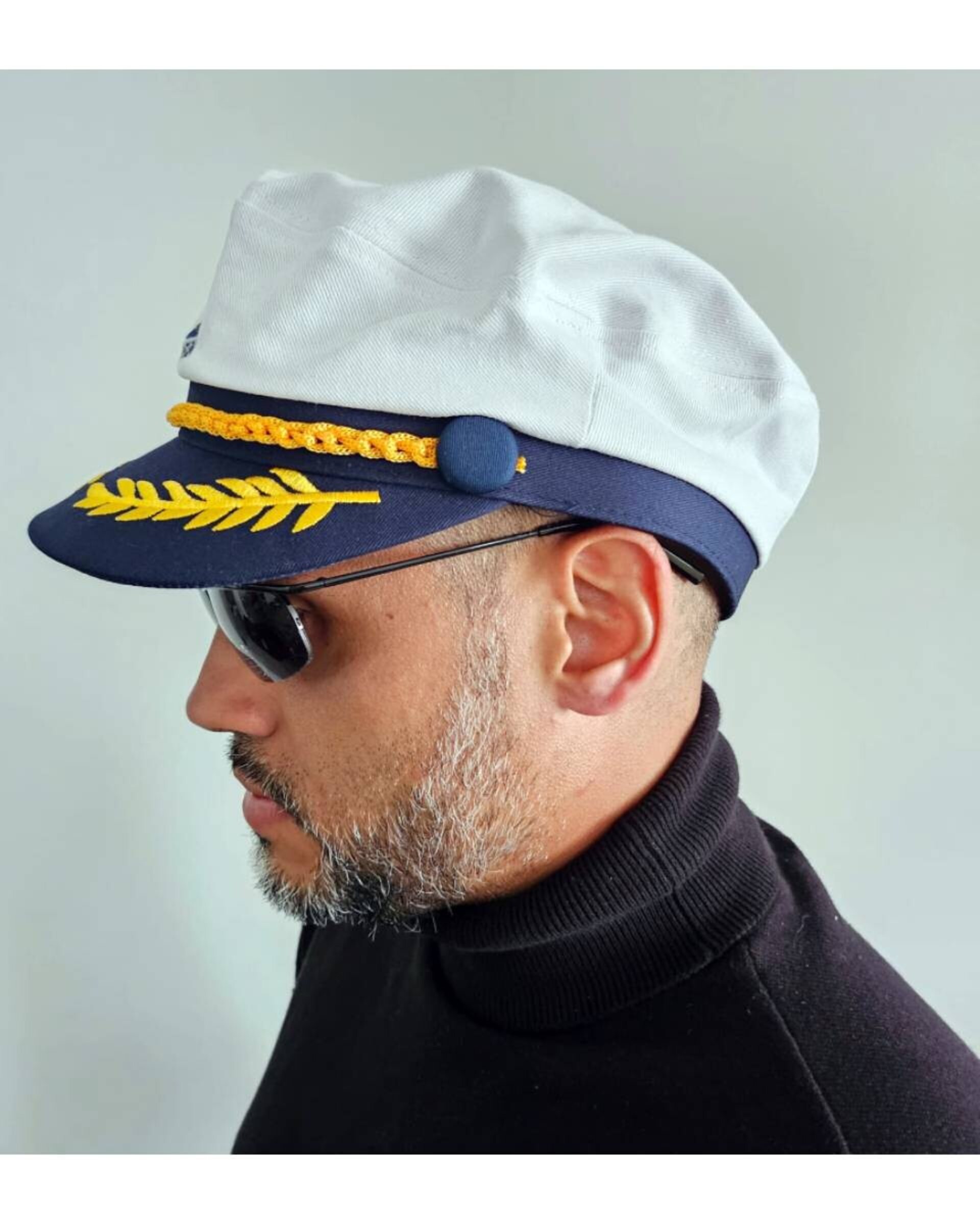 Gorra Piloto Algodón con Gafas de Sol Metálicas de Capitán para Hombre Adulto - 4