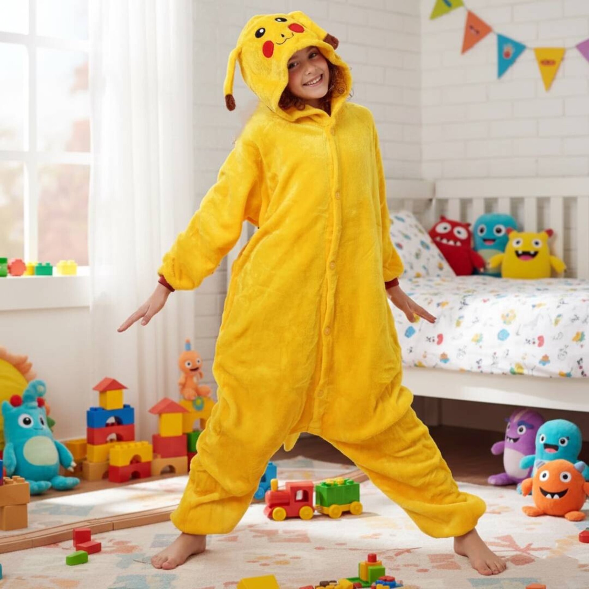 Disfraz de Pokémon Pika-chu Amarillo infantil - Pijama niños Talla 3-12 años - 1