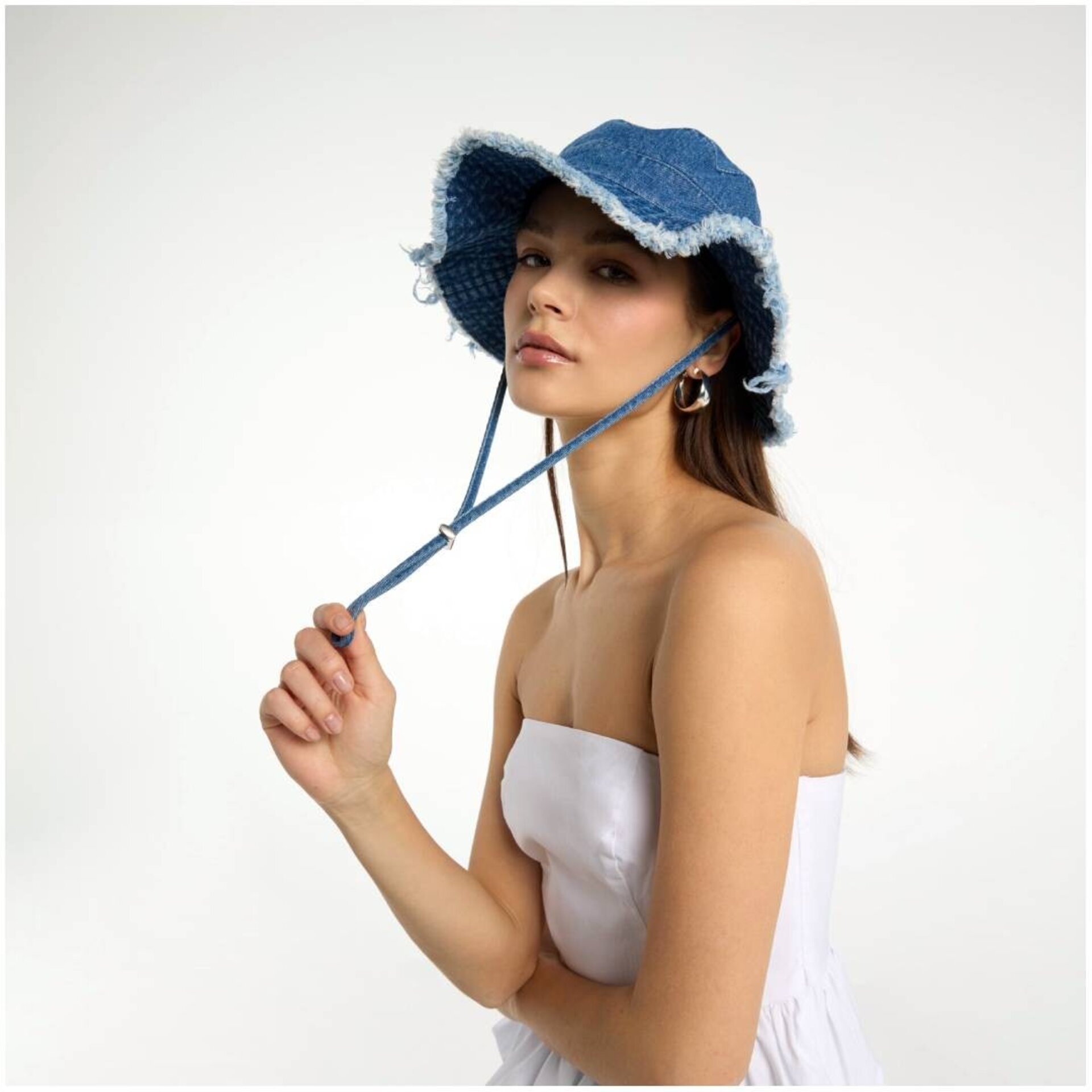 Sombrero Pecador Denim Ajustable - Gorro Jean Ala Ancha 7cm Algodón 100% - 4