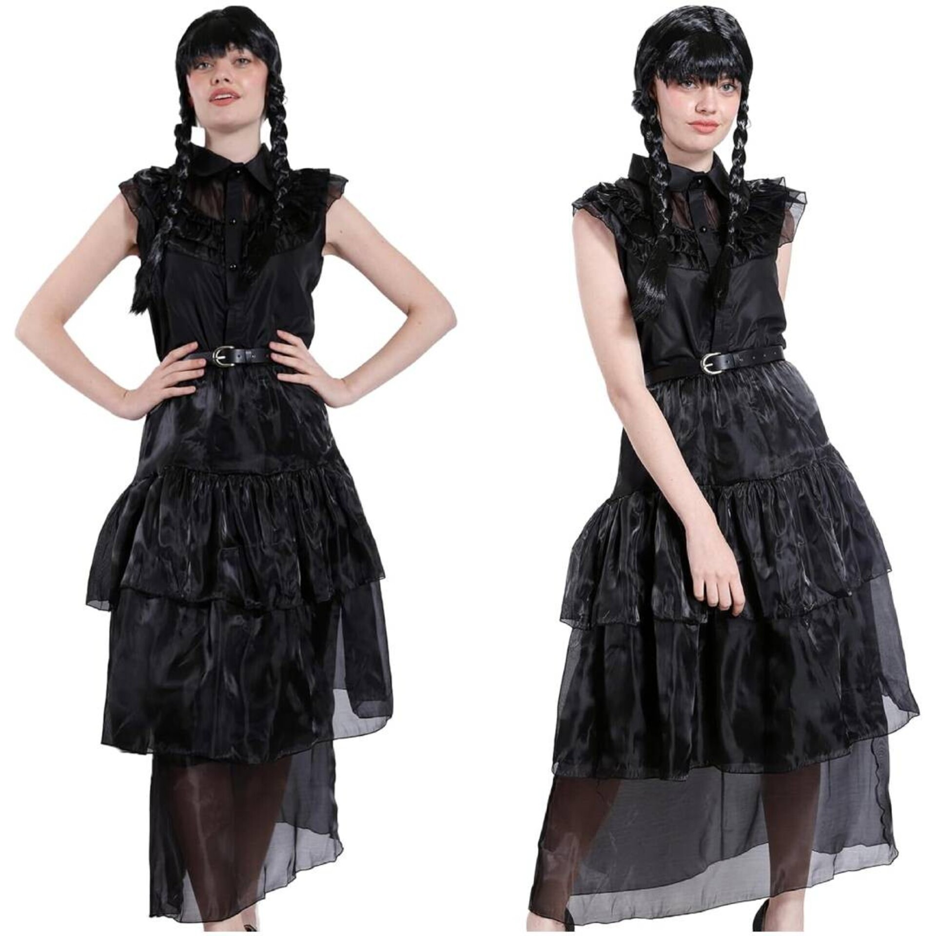 Disfraz de Baile de Miércoles Addams para Mujer. Vestido de Gala Gótico Merlina - 1