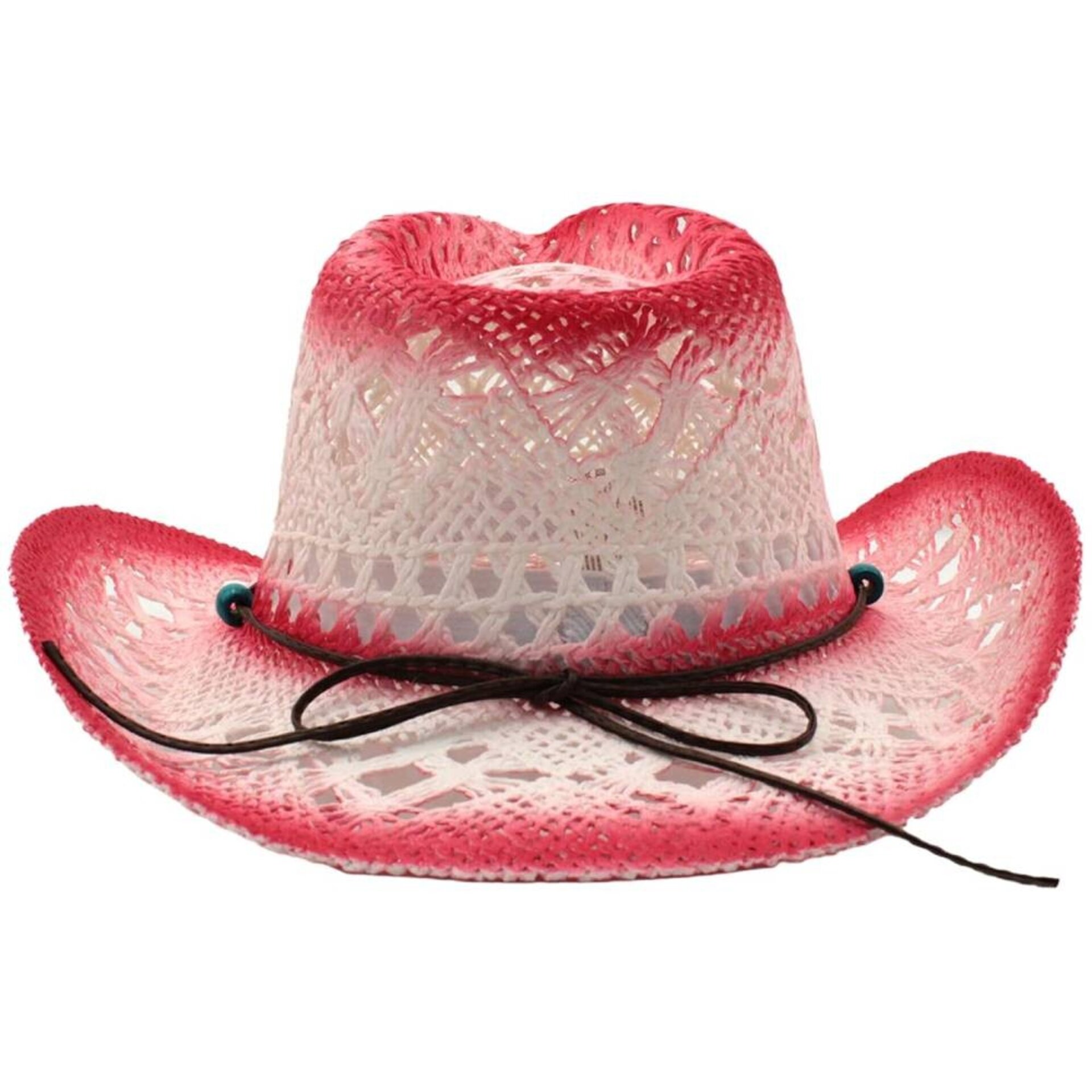 Sombrero Vaquero Paja Rojo Blanco Unisex Estilo Western Adulto Cowboy Ajustable - 2