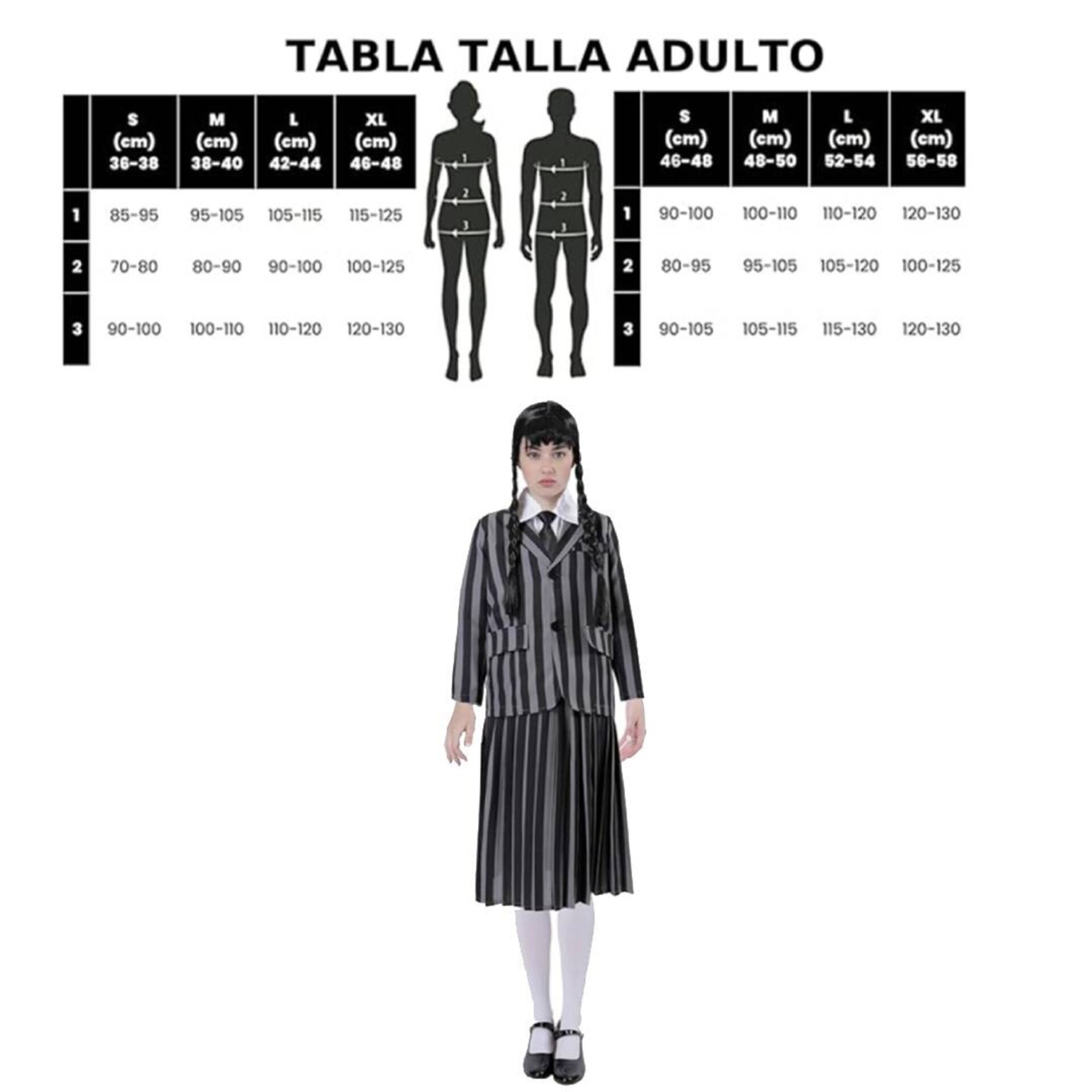 Disfraz Uniforme Escolar Miércoles Addams para Mujer. Chaqueta Falda y Corbata - 5