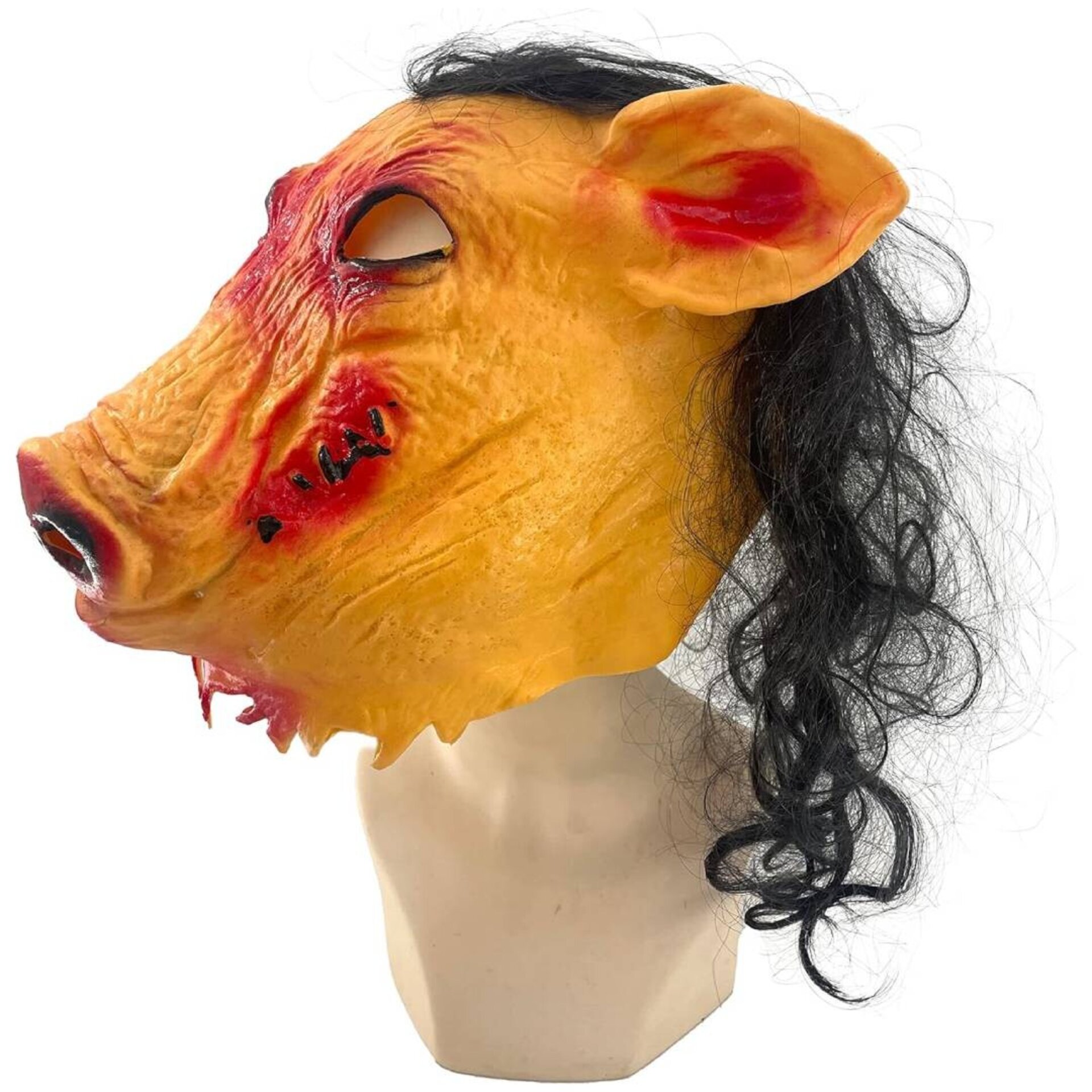 Máscara SAW de Látex para disfraz de Cerdo Macabro del Terror pelo sintético - 2