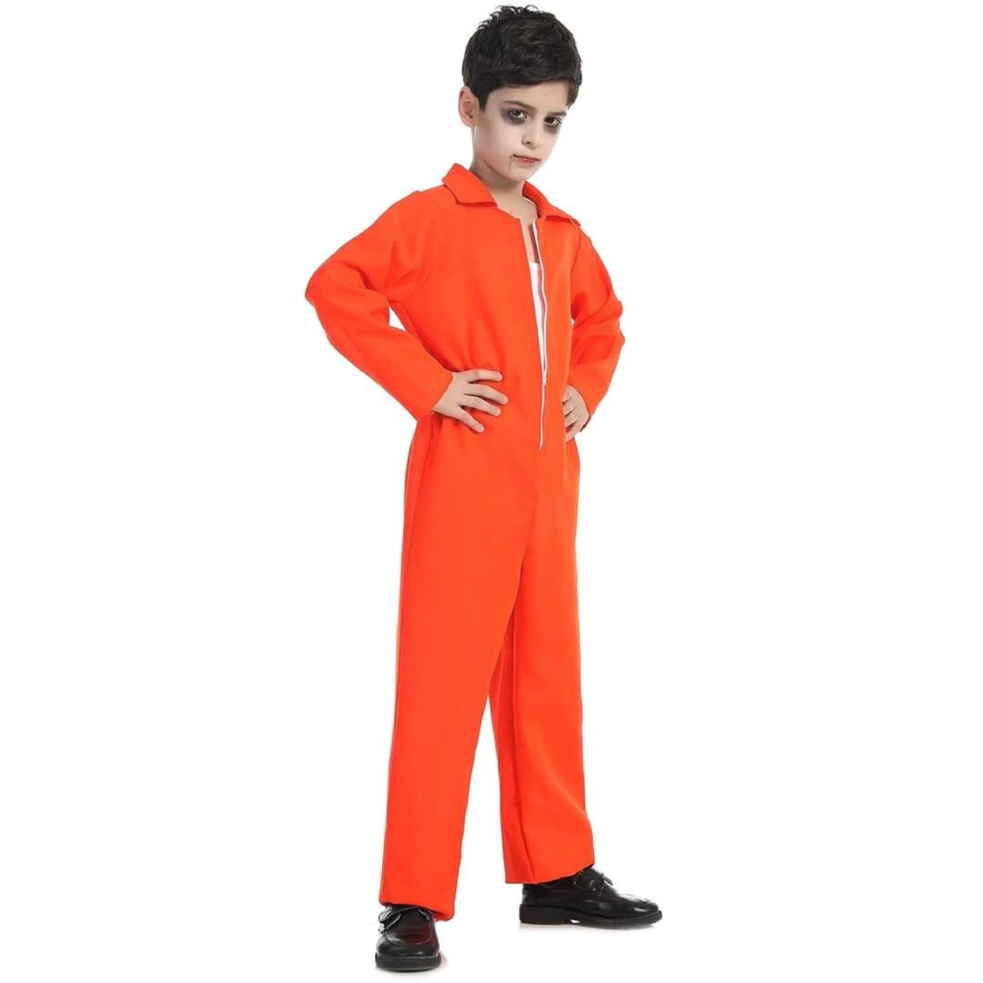 Disfraz Prisionero Naranja Niños | Mono Enterizo Preso Halloween Carnaval Fiesta - 2