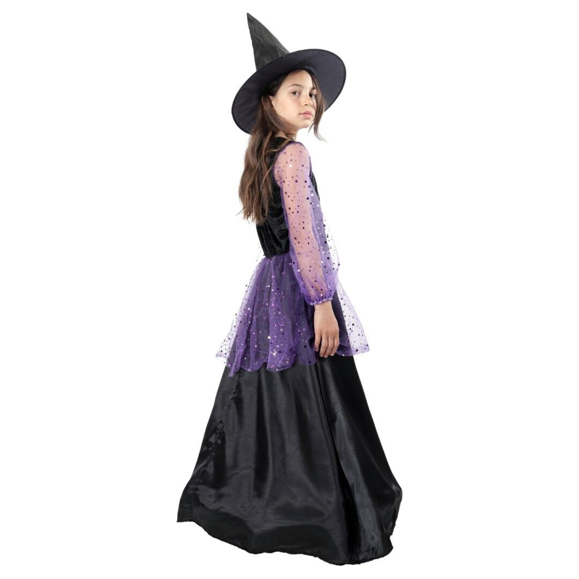 Disfraz Bruja Hechicera Niñas. Vestido y Sombrero Gótico. Halloween Carnaval - 3