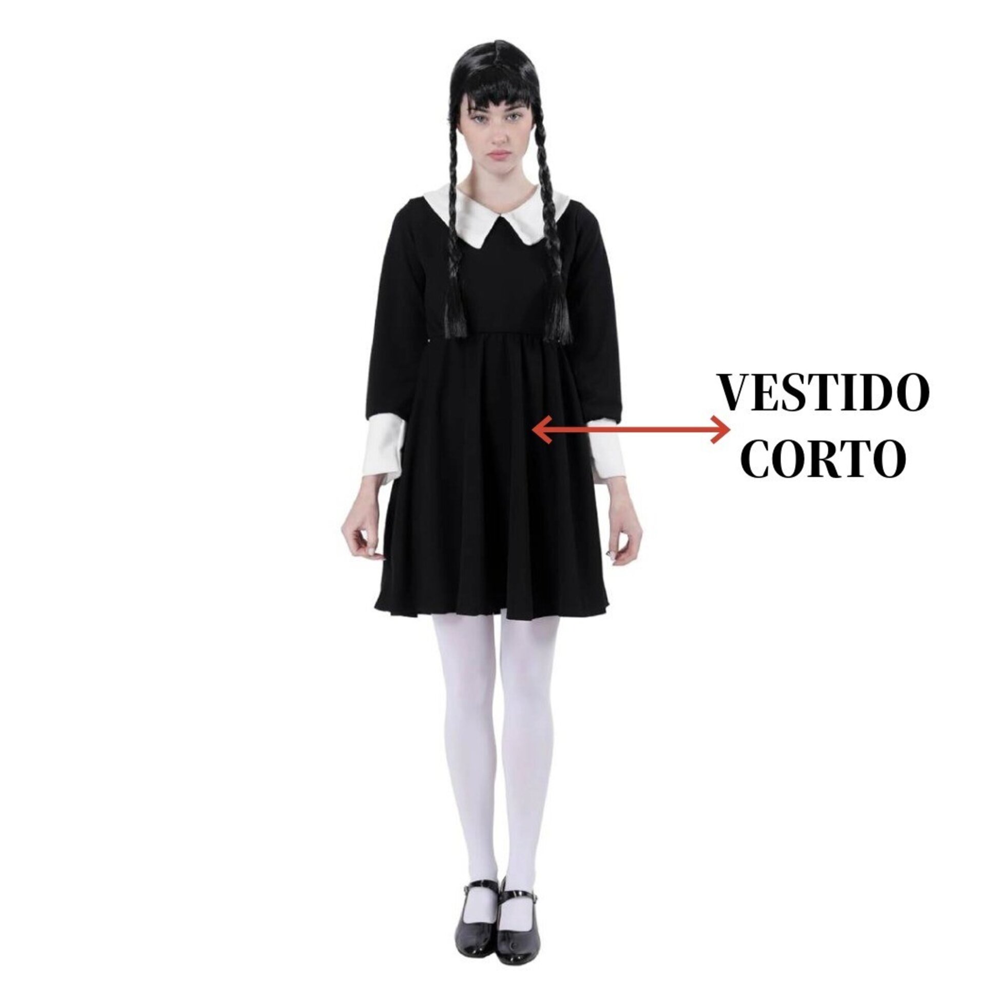 Vestido Disfraz Miércoles Addams Merlina Vestido Gótico para Adulto - 3