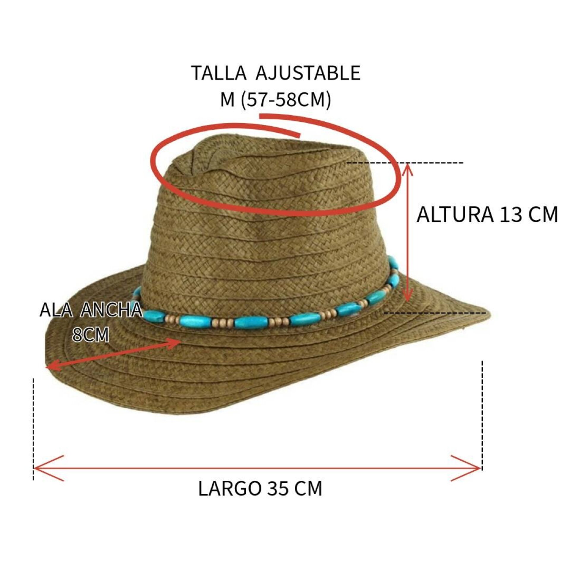 Sombrero Vaquero Paja Unisex Ajustable Estilo Western Moldeable Marrón - 2