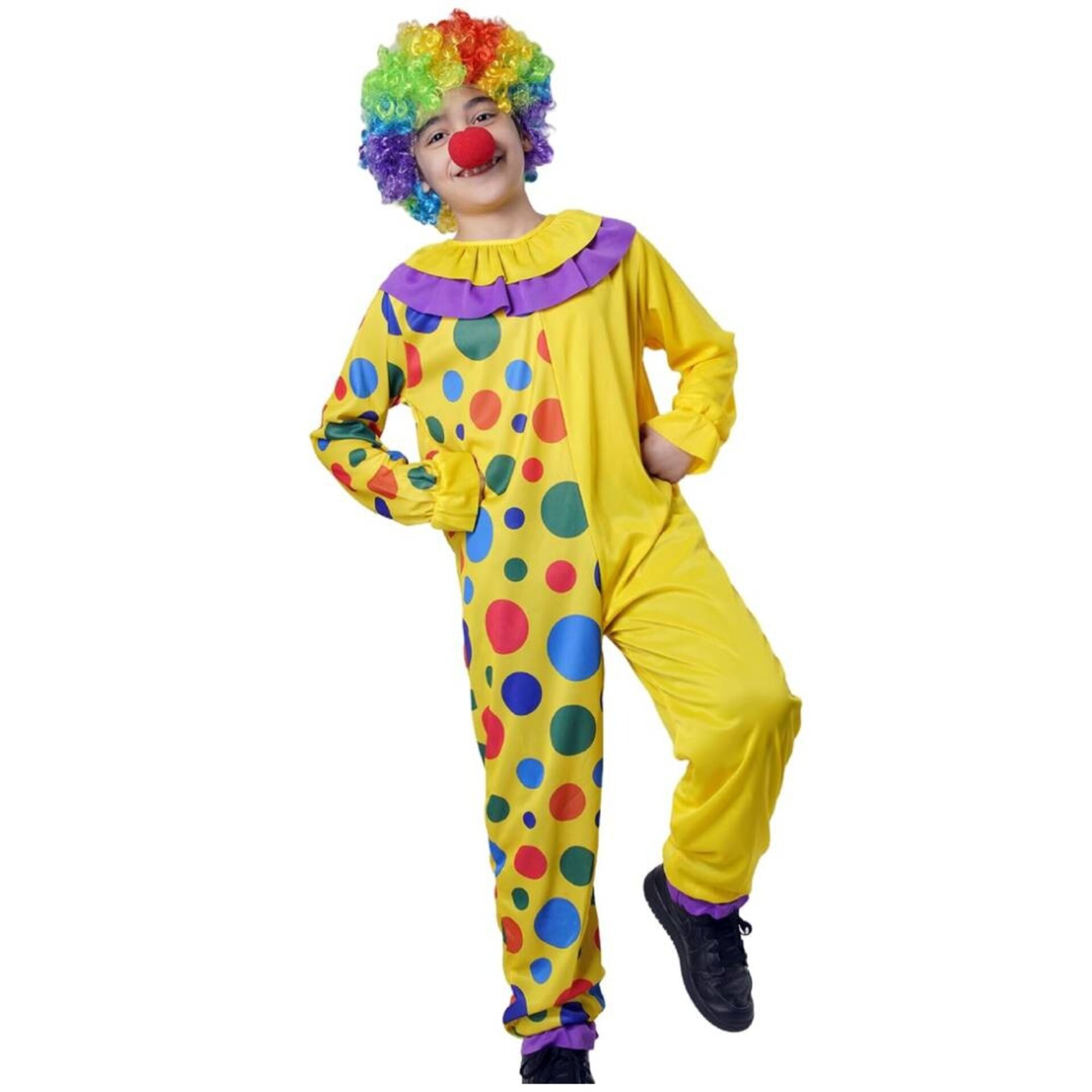 Disfraz Payaso de Circo. Traje Mono con Peluca y Nariz. Halloween Carnaval - 1