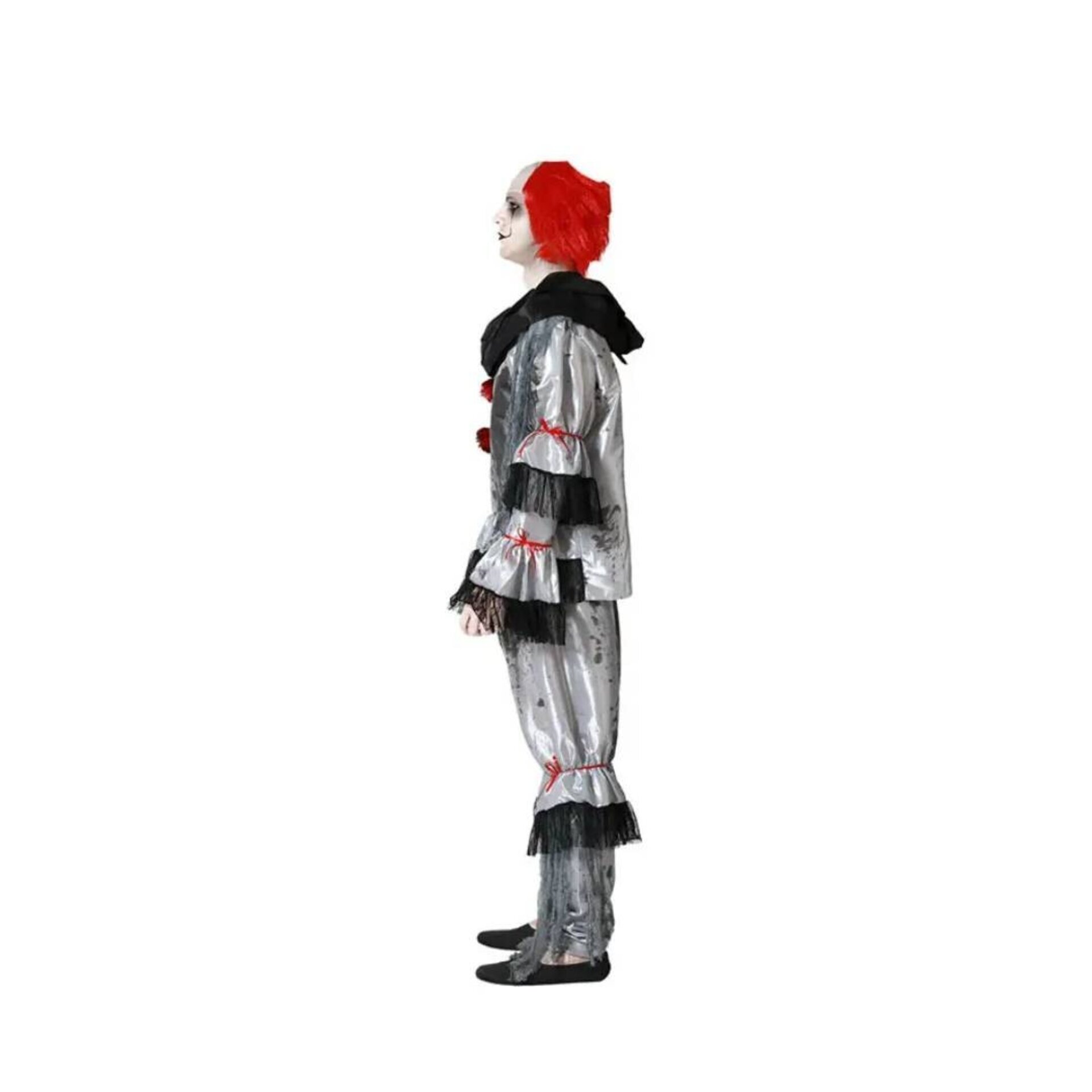 Disfraz Payaso Terror Hombre Adulto Estilo IT Pennywise Peluca Roja Bate Guantes - 7