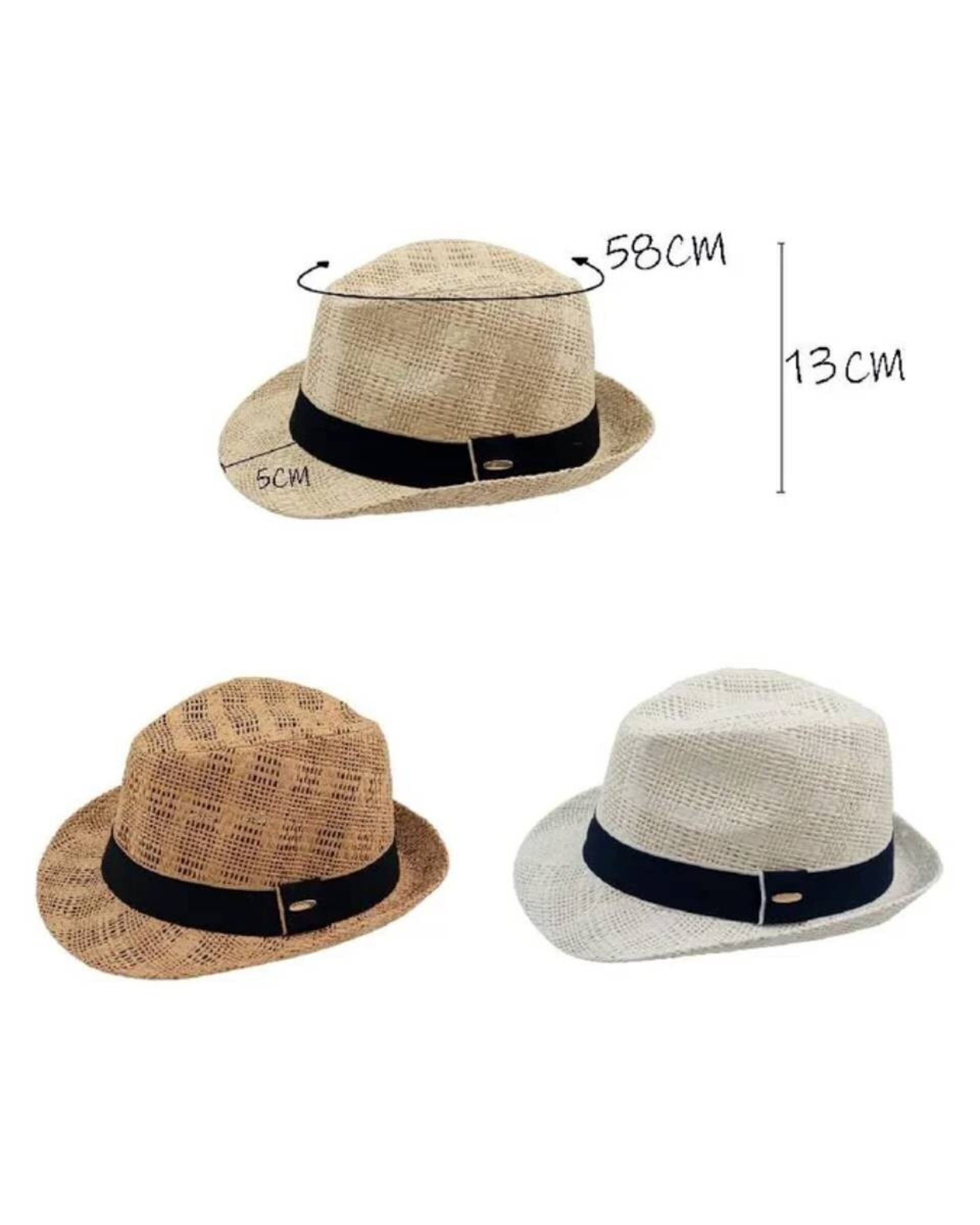 Sombrero de Paja Gorro Trilby para Adulto Hombre Mujer Marrón - 6