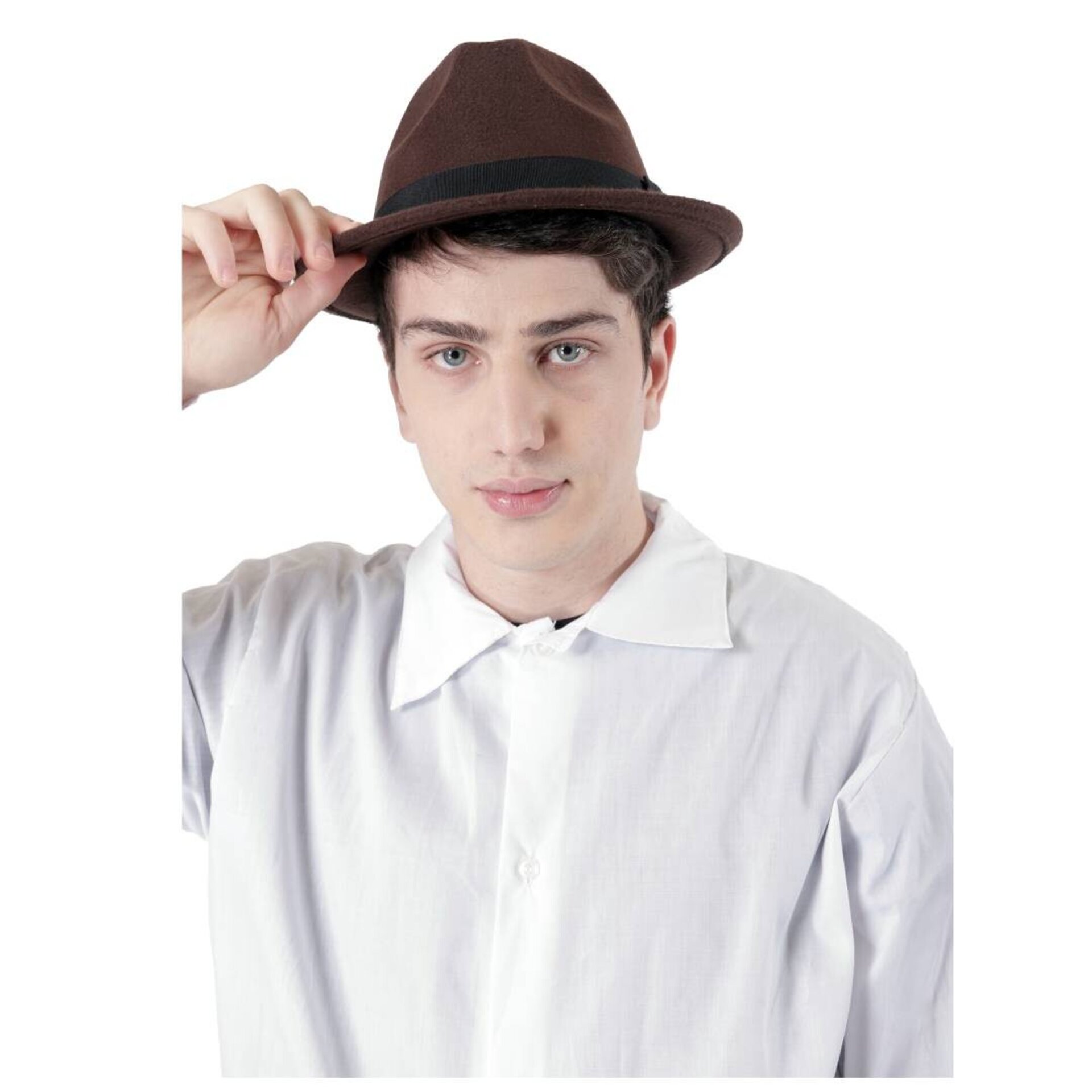 Sombrero de Fieltro de Lana de Estilo Fedora Clásico Trilby Ala Corta Marrón - 6