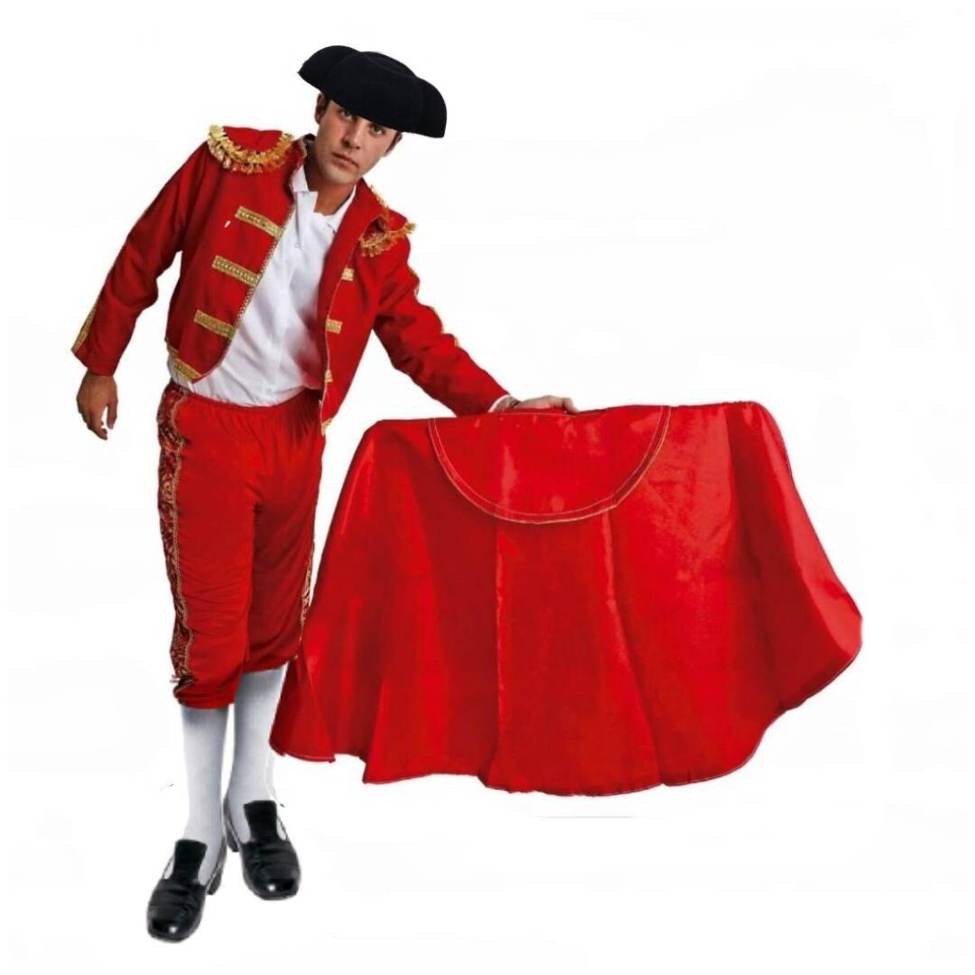 Kit Torero para Disfraz Capote Rojo (145x70cm) + Montera Adulto| Talla Única - 3