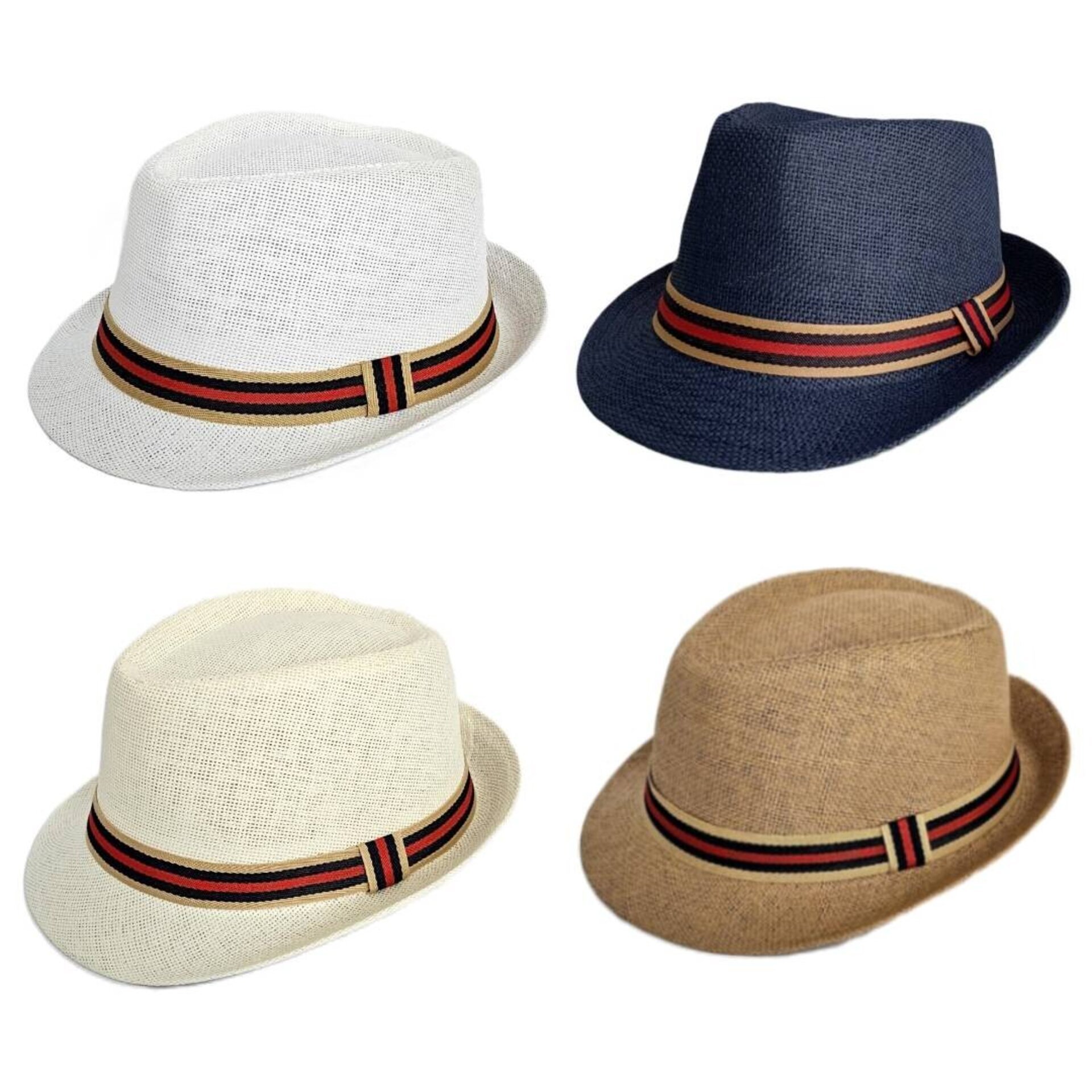Sombrero Trilby Fedora Clásico Gorro de Paja para Adulto M/L - 1