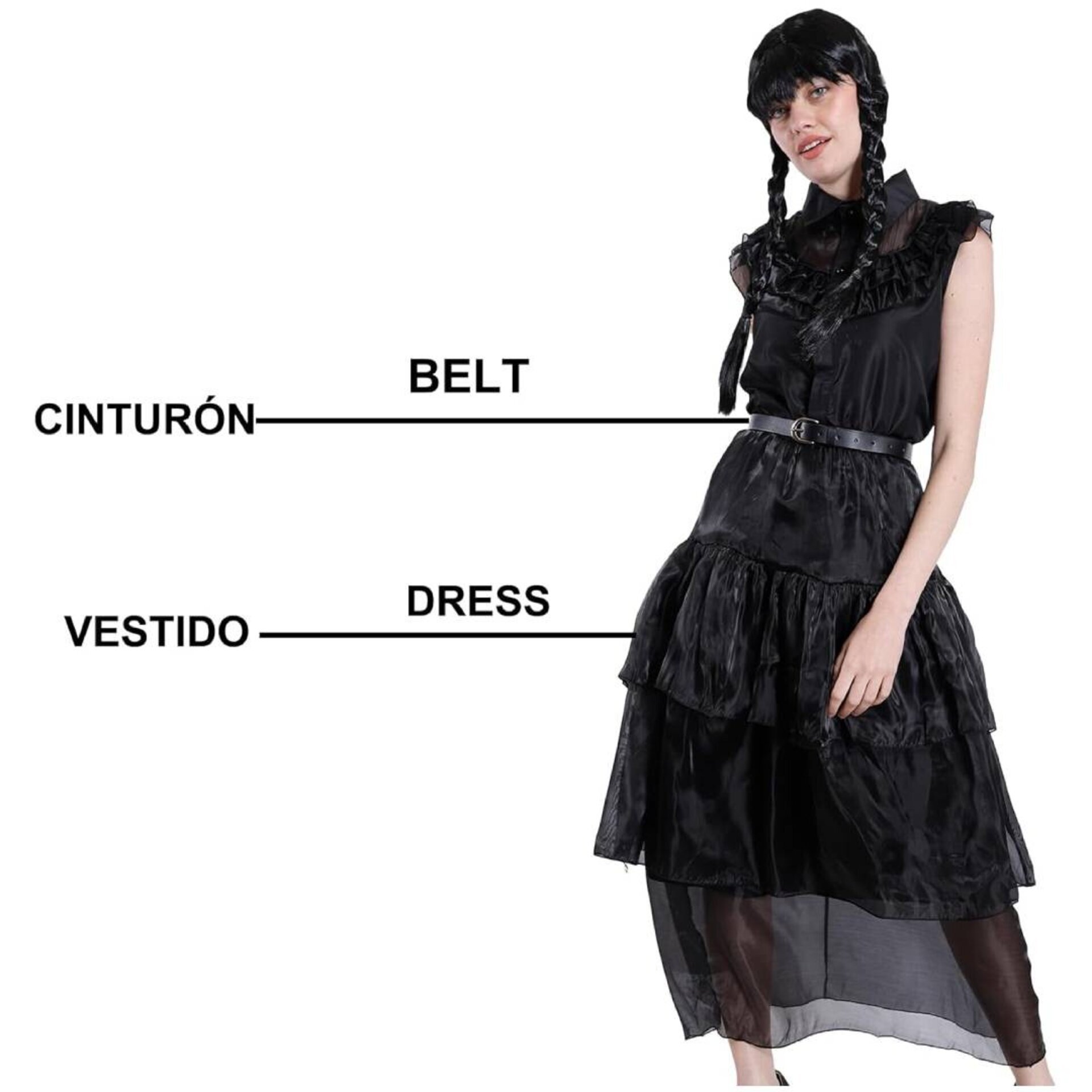 Disfraz de Baile de Miércoles Addams para Mujer. Vestido de Gala Gótico Merlina - 4