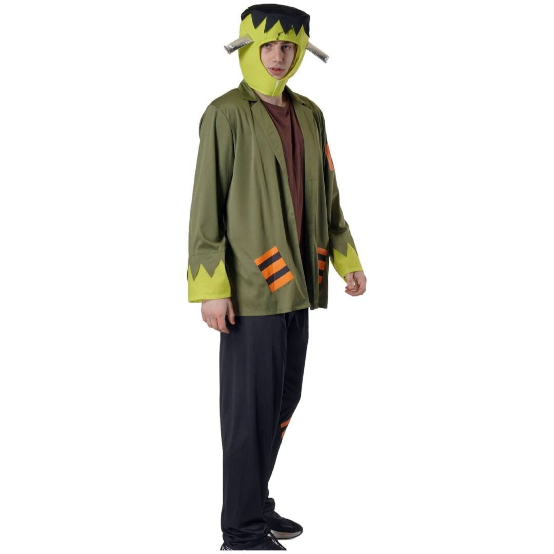 Disfraz Frankenstein Hombre Kit Monstruo Verde Chaqueta Camisa Pantalón Gorro - 3