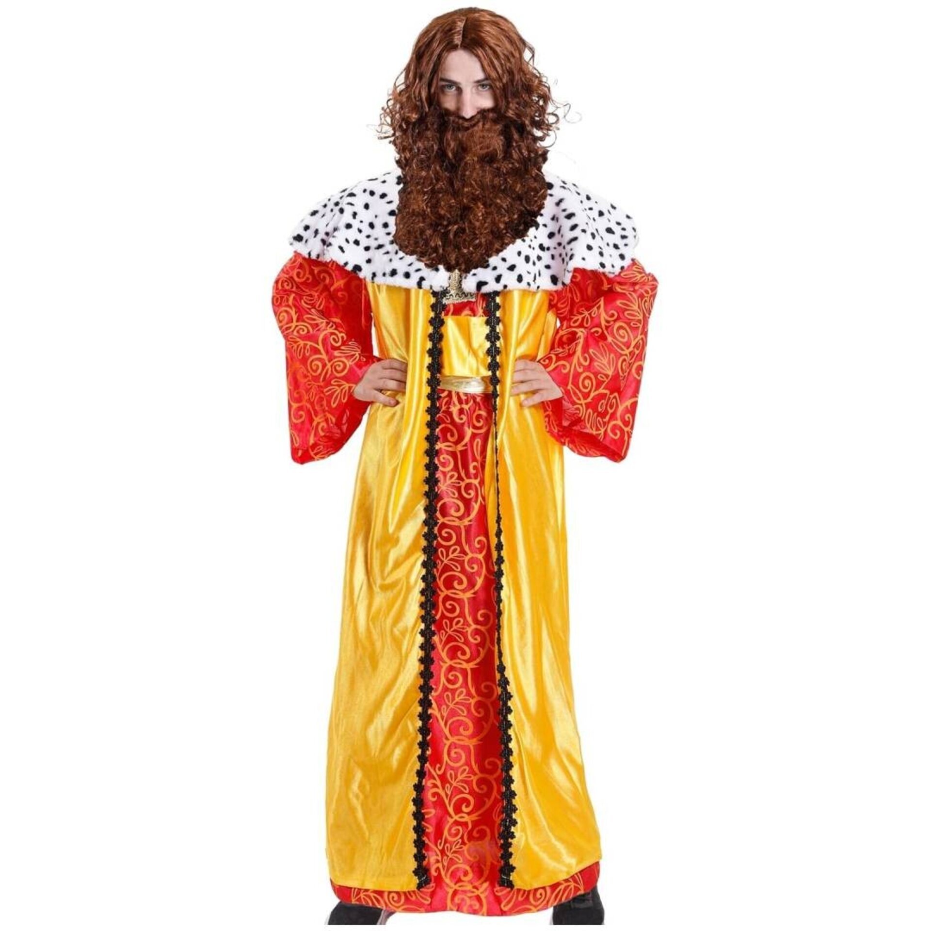 Disfraz de Rey Mago Cabalgata Navidad Traje Navideño Capa, Túnica, Peluca Adulto - 1