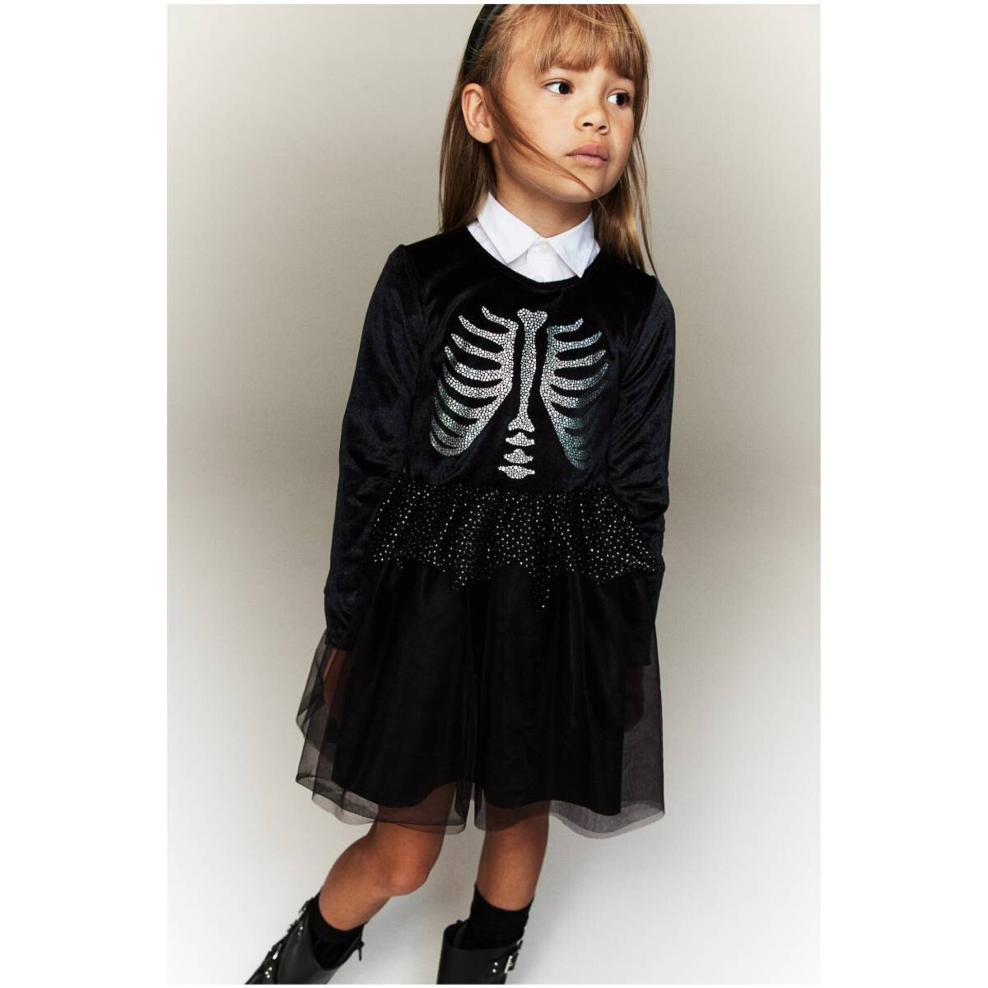 Vestido de danza de Manga Larga Motivo Esqueleto cuello Redondo para niñas - 4