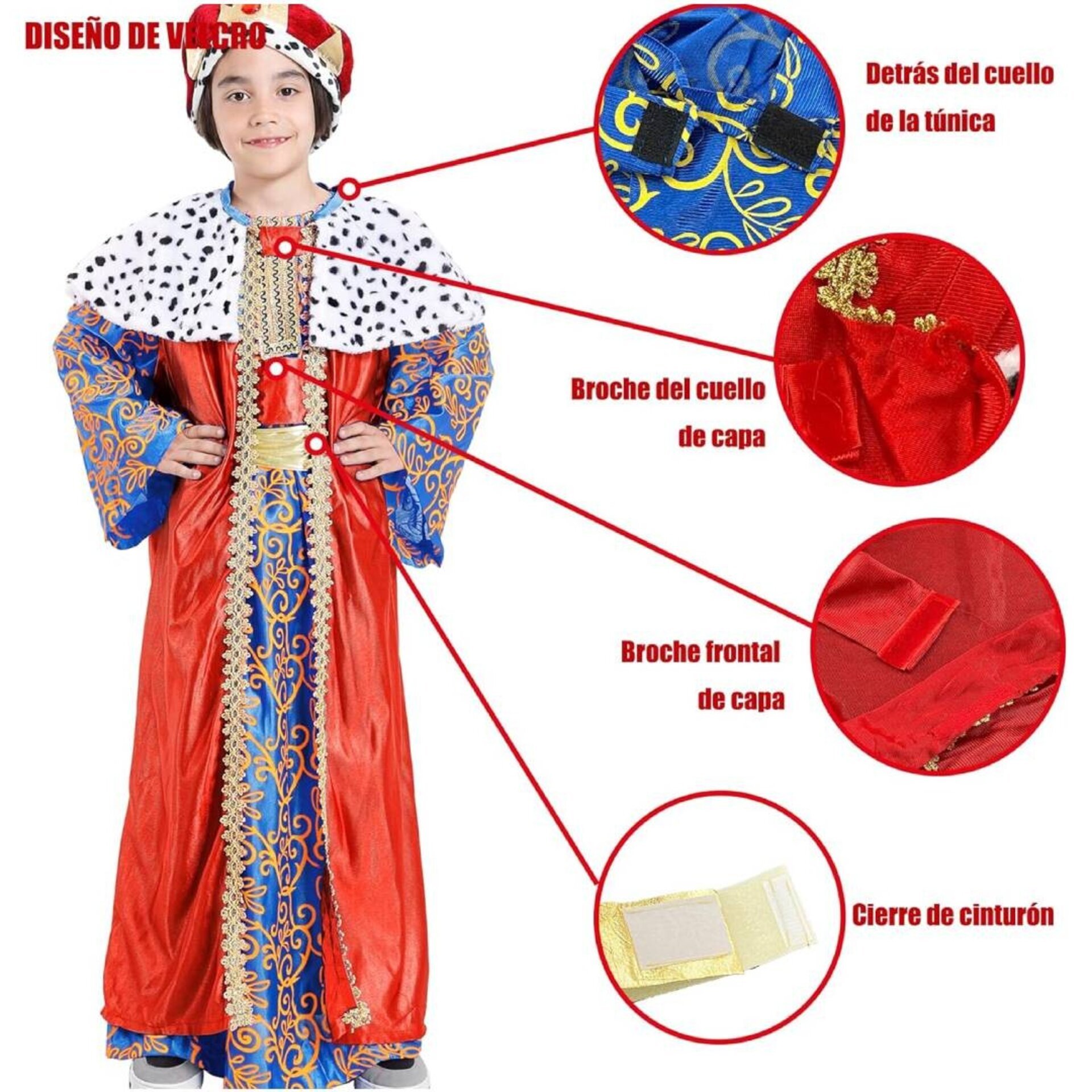 Disfraz Rey Mago Traje Niños Cabalgata Reyes Regalos Dulce Navidad 3 a 15 años - 8