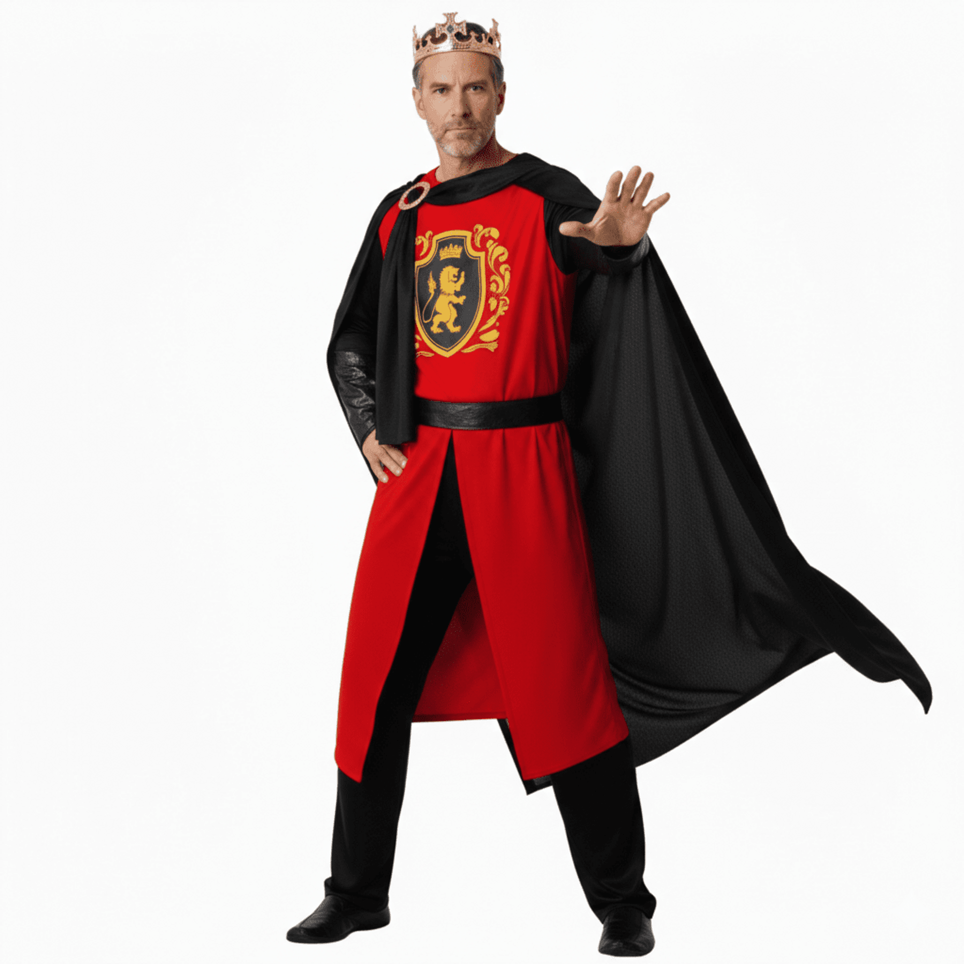 Disfraz Rey Medieval Hombre - Set Con Capa, Túnica y Corona | Talla Única M-L - 3